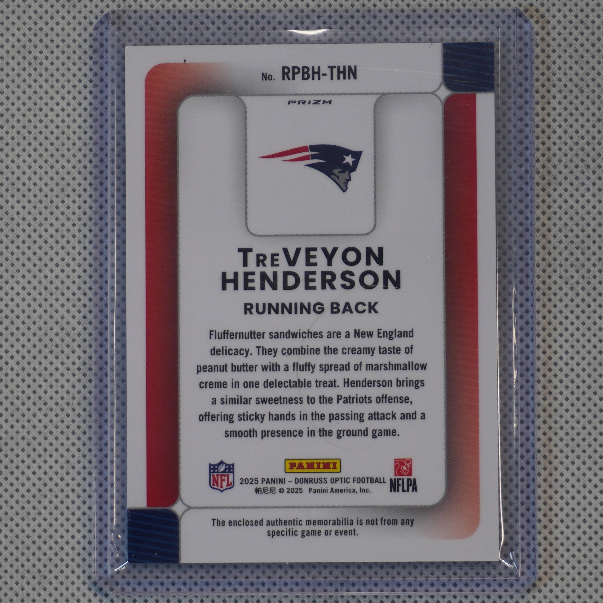 2025 Donruss Optic #RPBH-THN TreVeyon Henderson Rookie Phenoms Blue Hyper New England Patriots MEM