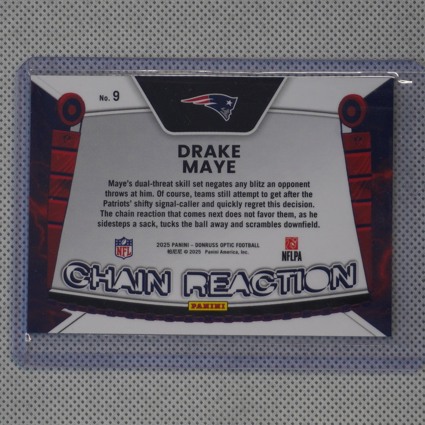 2025 Donruss Optic #9 Drake Maye Chain Reaction New England Patriots