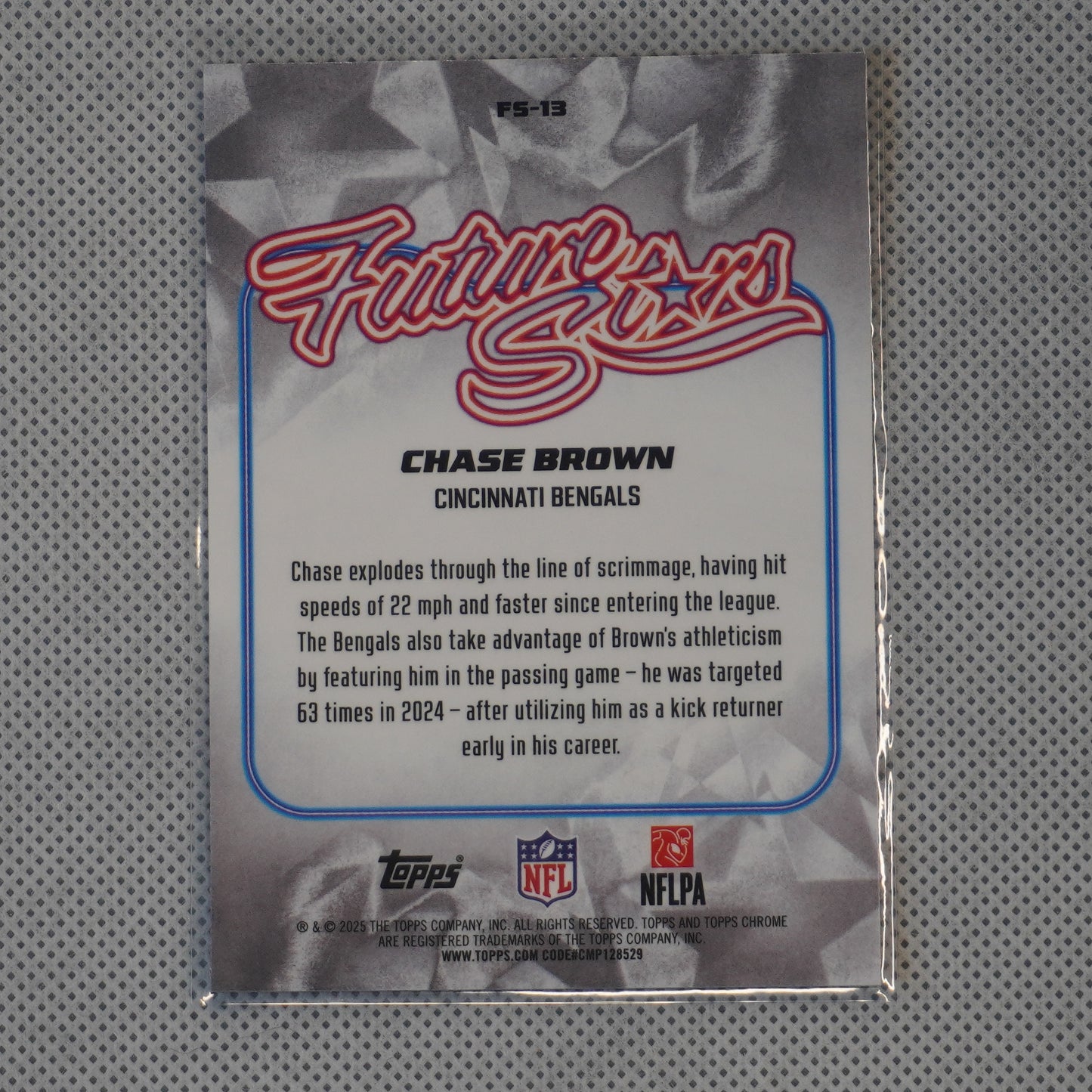 2025 Topps Chrome #FS-13 Chase Brown Future Stars Cincinnati Bengals