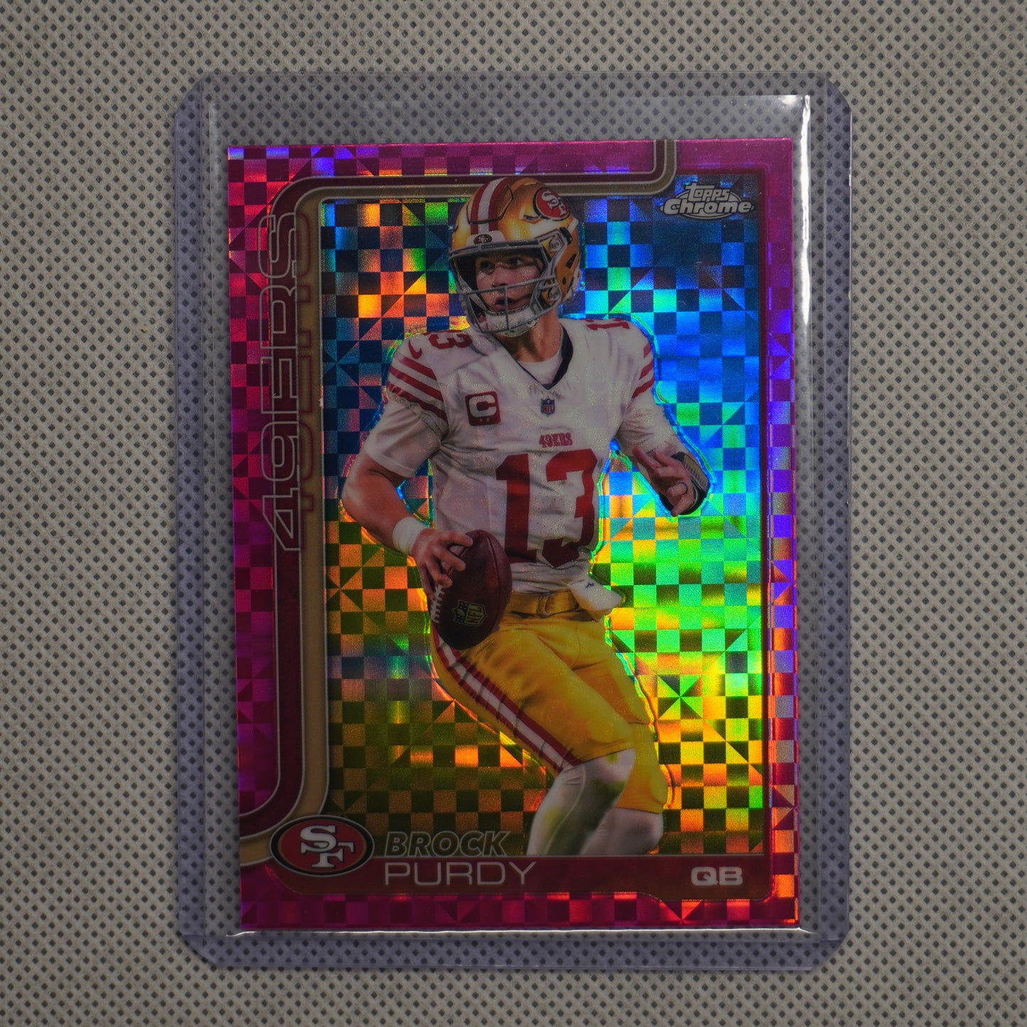 2025 Topps Chrome #262 Brock Purdy Hot Pink X-Fractor San Francisco 49ers