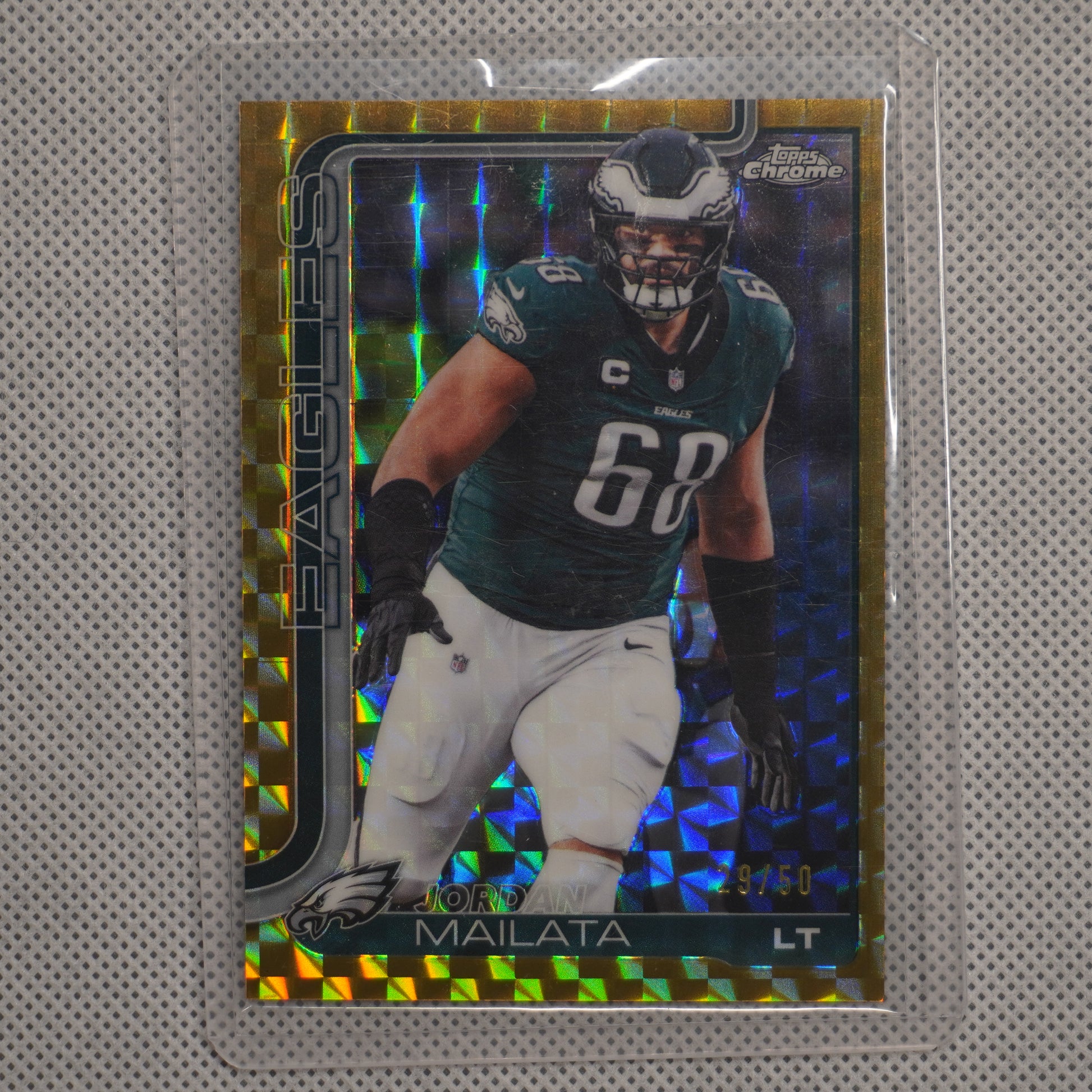 2025 Topps Chrome #245 Jordan Mailata Gold Geometric Refractor #/50 Philadelphia Eagles SN