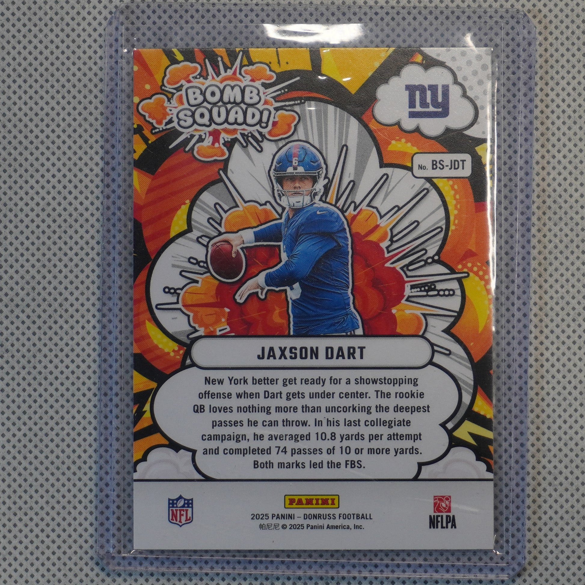 2025 Donruss #BS-JDT Jaxson Dart Bomb Squad New York Giants