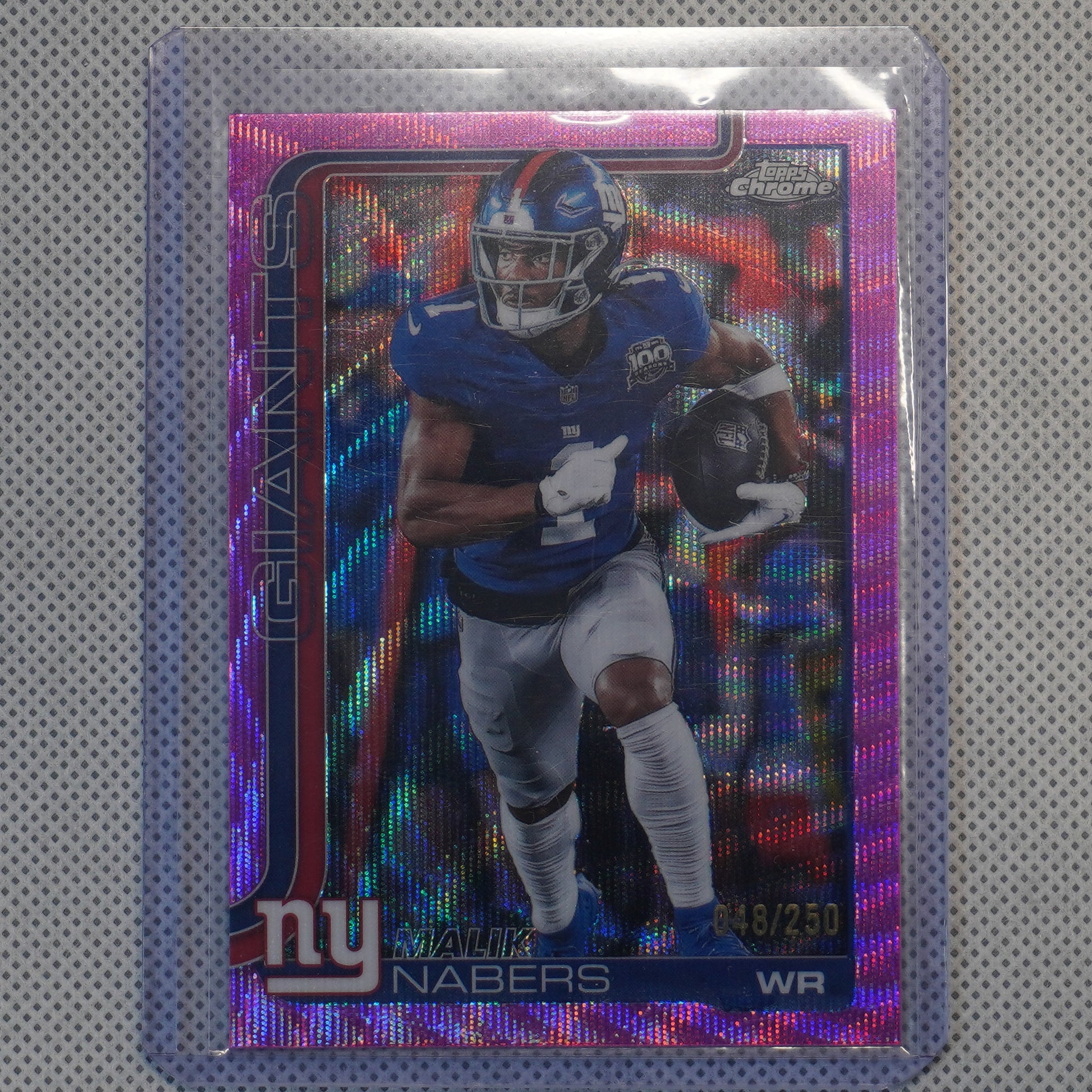 2025 Topps Chrome #225 Malik Nabers Pink Wave Refractor #/250 New York Giants SN