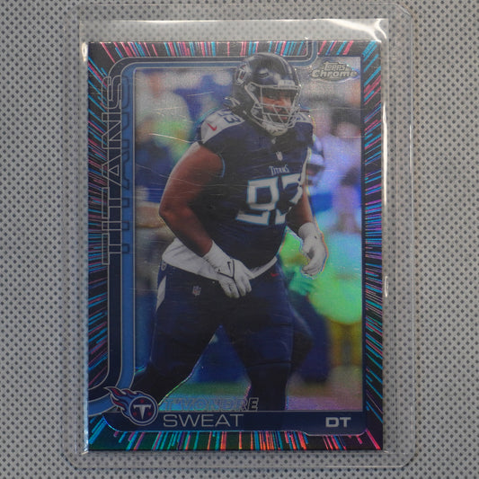 2025 Topps Chrome #292 T'Vondre Sweat Neon Pulse Refractor Tennessee Titans