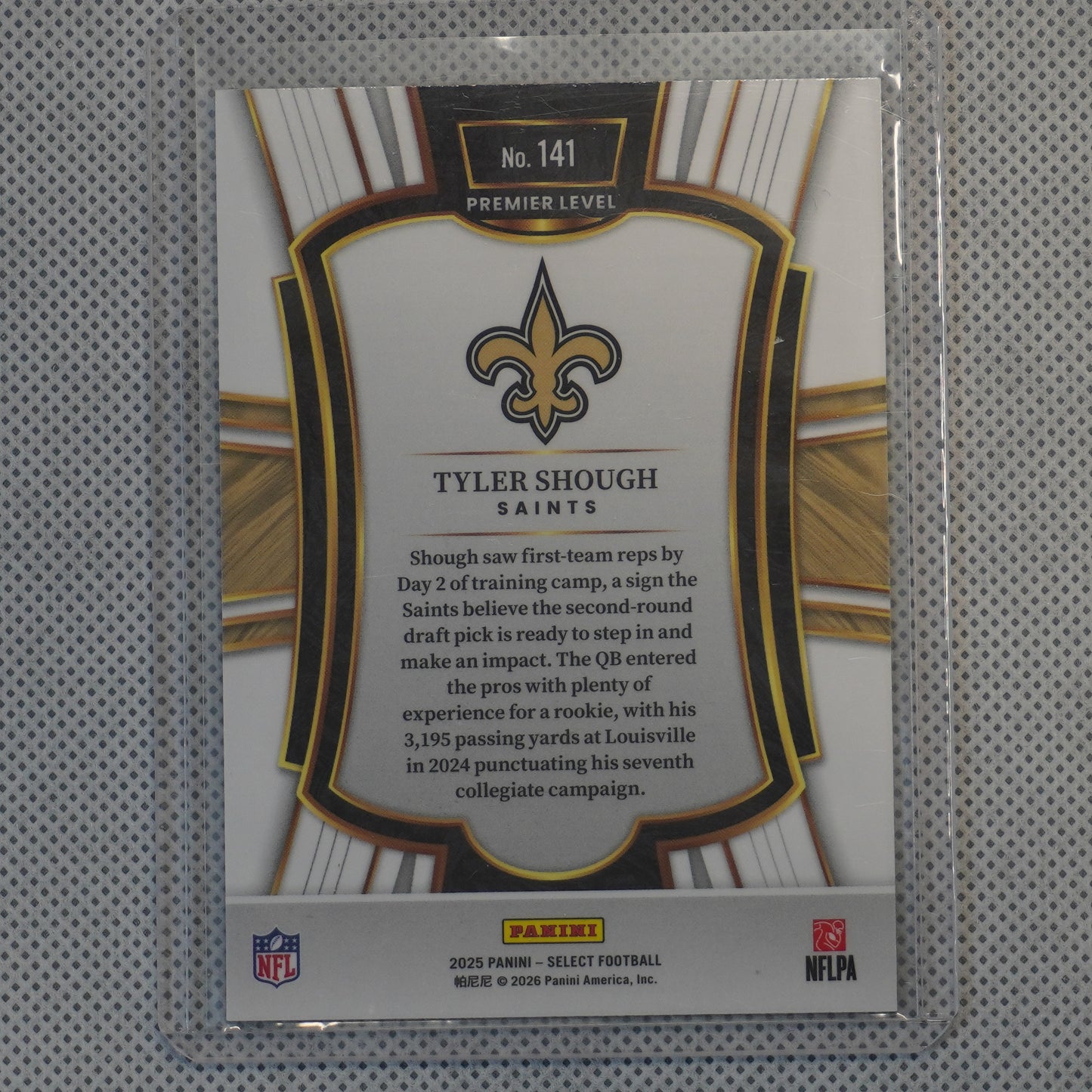 2025 Panini Select #141 Tyler Shough New Orleans Saints