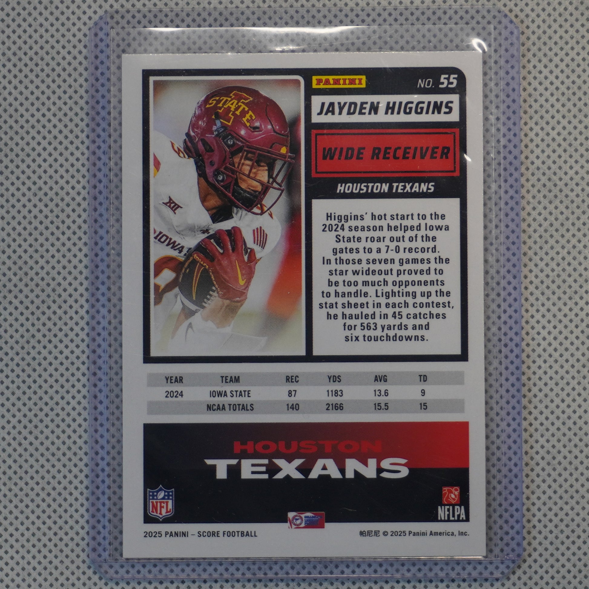 2025 Score-A-Treat #55 Jayden Higgins Houston Texans