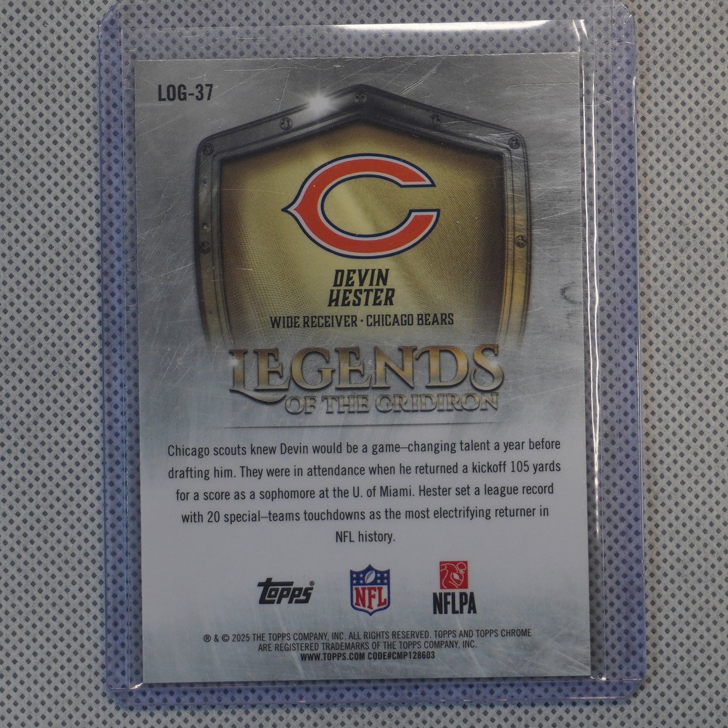 2025 Topps Chrome #LOG-37 Devin Hester Legends of the Gridiron Chicago Bears