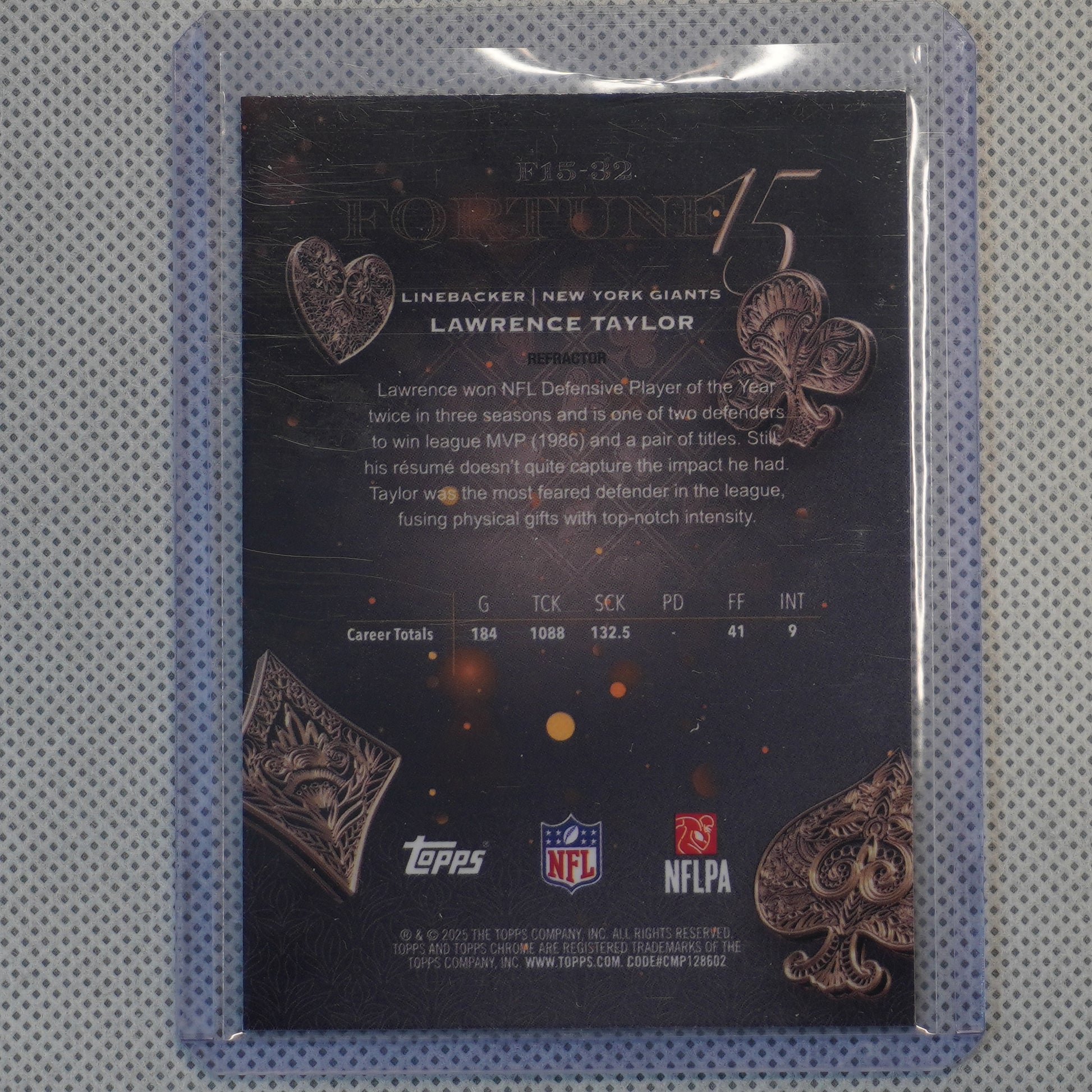 2025 Topps Chrome #F15-32 Lawrence Taylor Fortune 15 Refractor New York Giants
