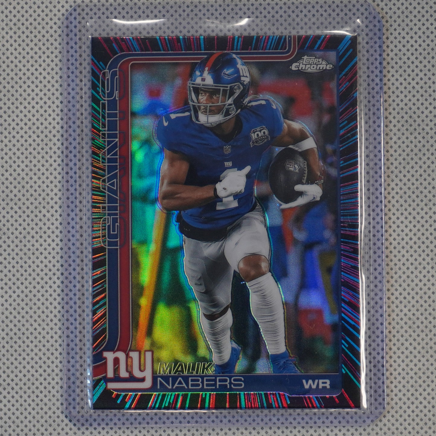 2025 Topps Chrome #225 Malik Nabers Neon Pulse Refractor New York Giants