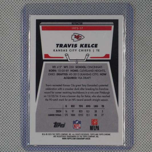 2025 Topps Chrome #1975-17 Travis Kelce 1975 Topps Refractor Kansas City Chiefs