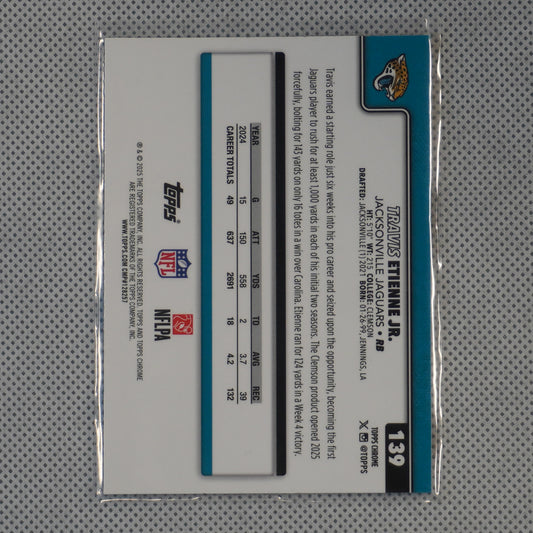 2025 Topps Chrome #139 Travis Etienne Jr. Prism Refractor Jacksonville Jaguars