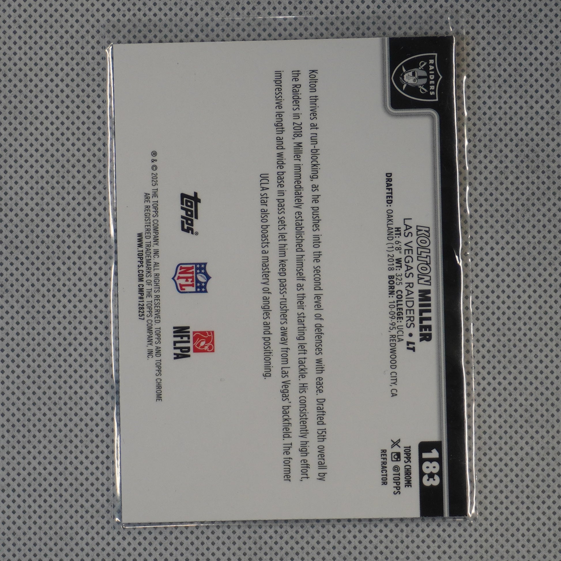 2025 Topps Chrome #183 Kolton Miller Refractor Las Vegas Raiders
