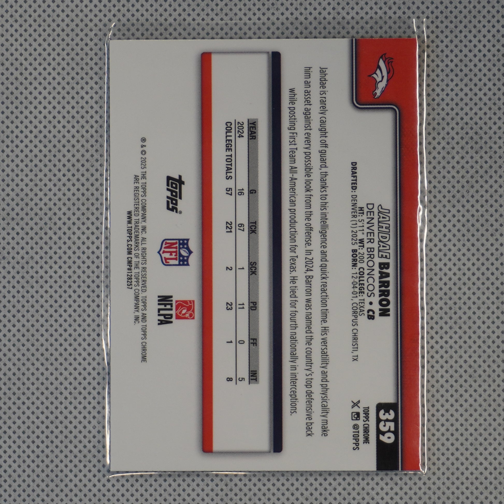 2025 Topps Chrome #359 Jahdae Barron Denver Broncos RC