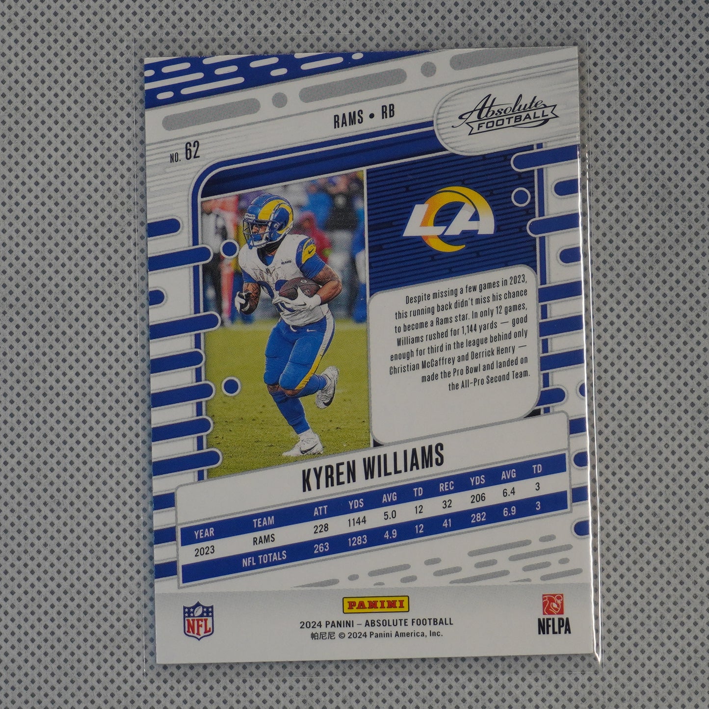 2024 Panini Absolute #62 Kyren Williams Red and Blue Los Angeles Rams