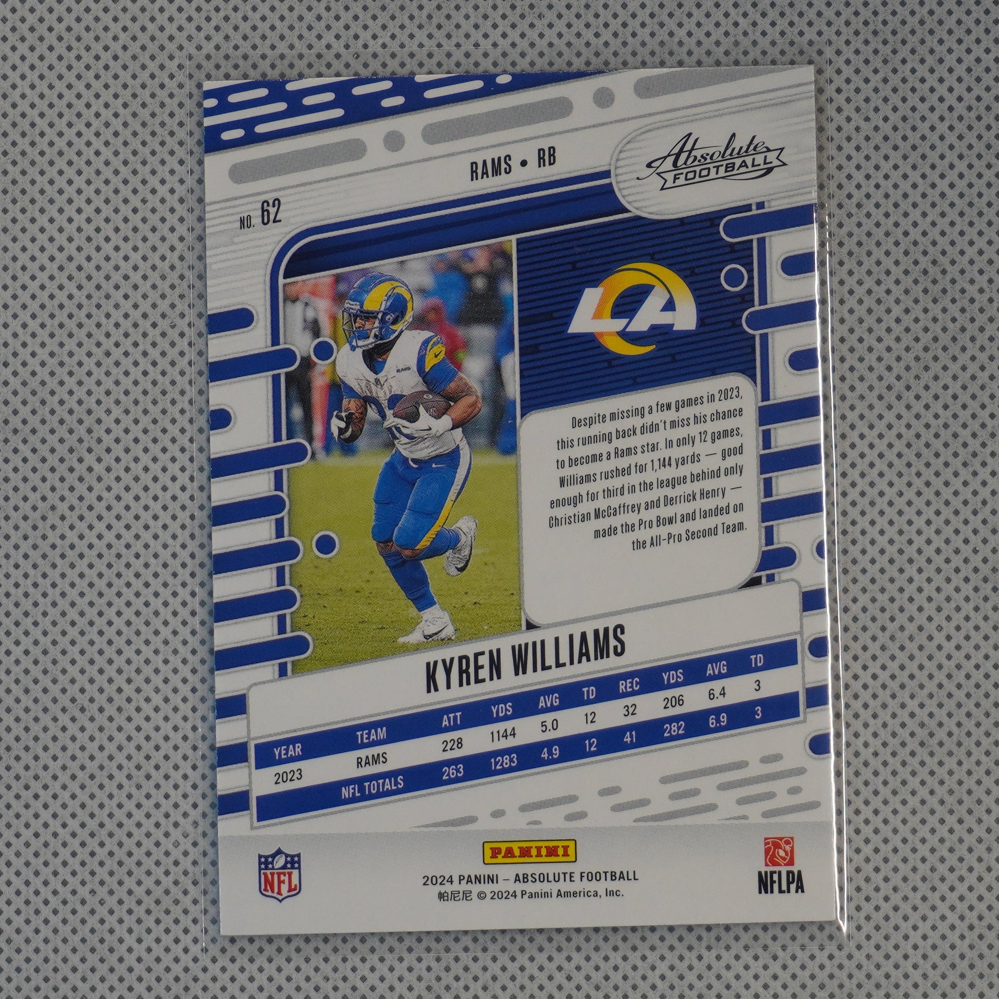 2024 Panini Absolute #62 Kyren Williams Red and Blue Los Angeles Rams