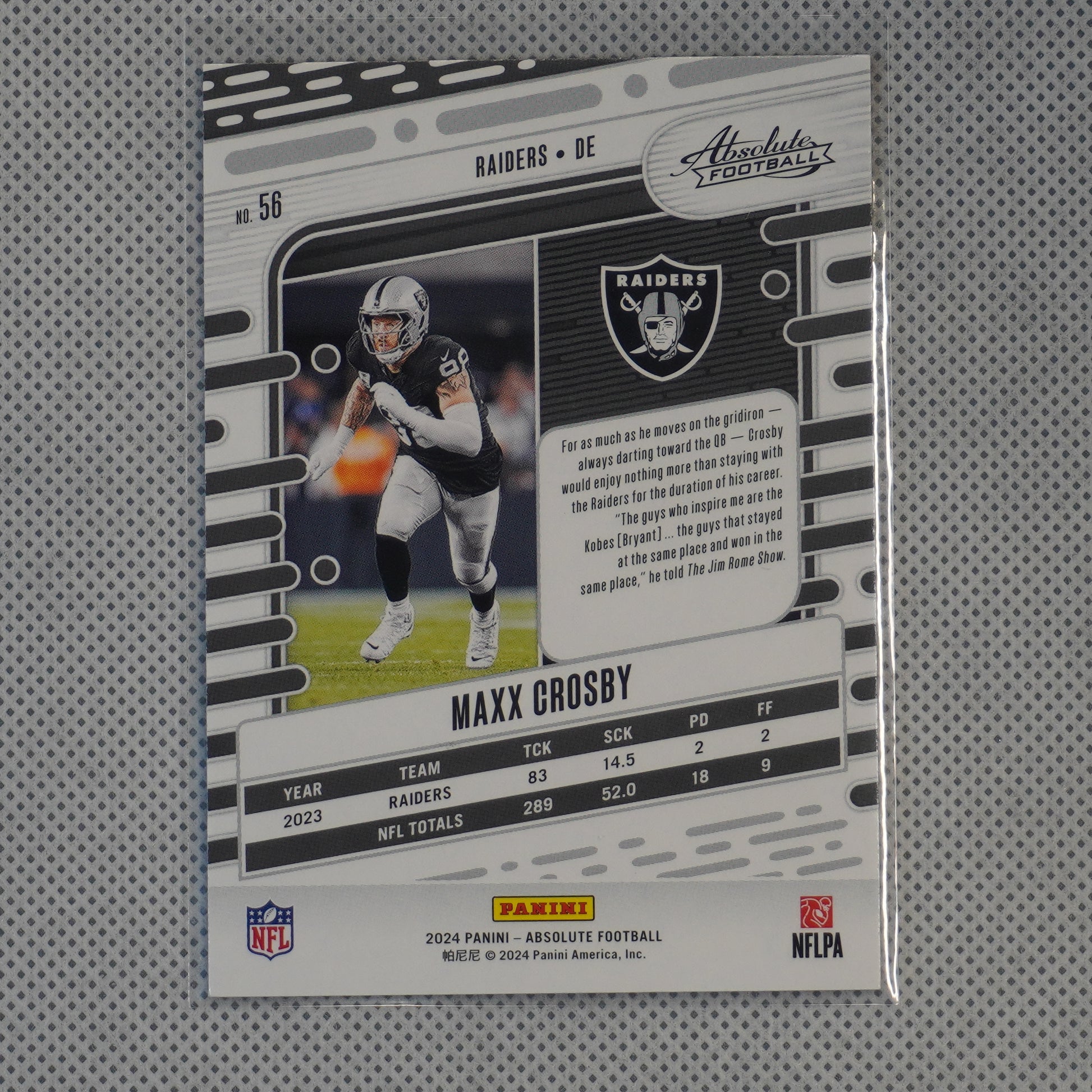 2024 Panini Absolute #56 Maxx Crosby Red and Blue Las Vegas Raiders