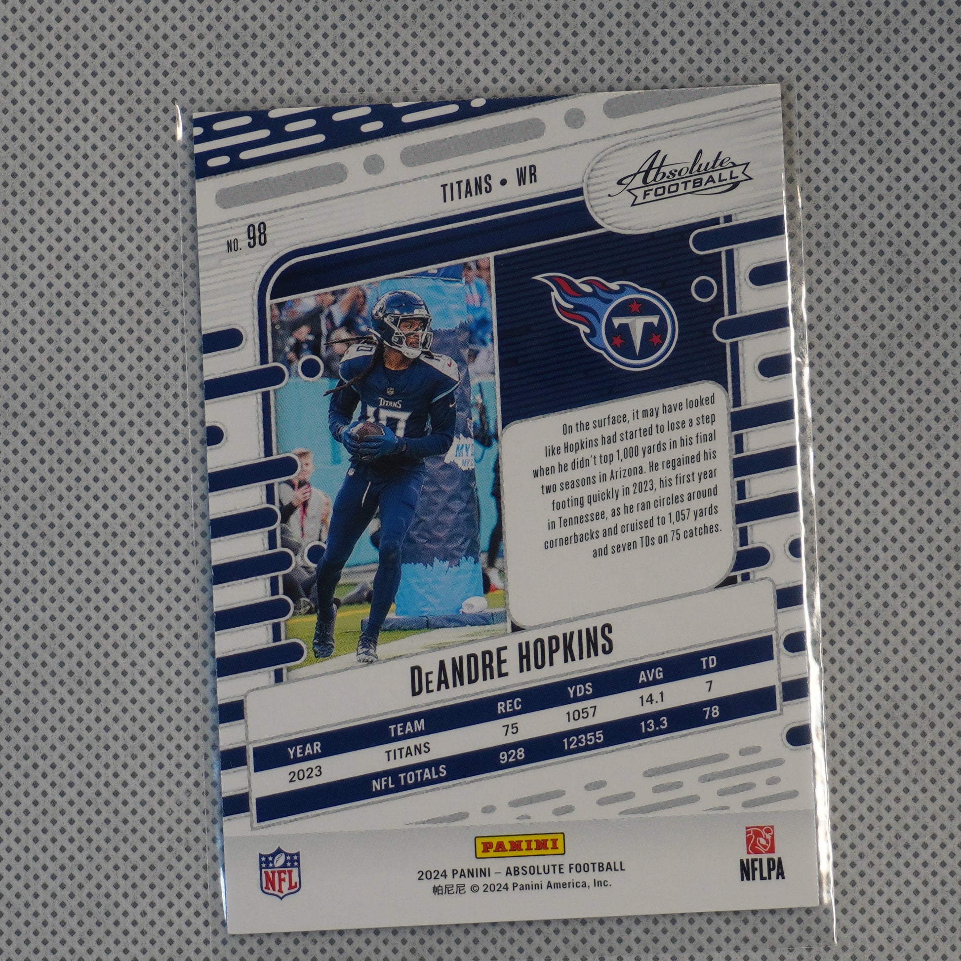 2024 Panini Absolute #98 DeAndre Hopkins Red and Blue Tennessee Titans