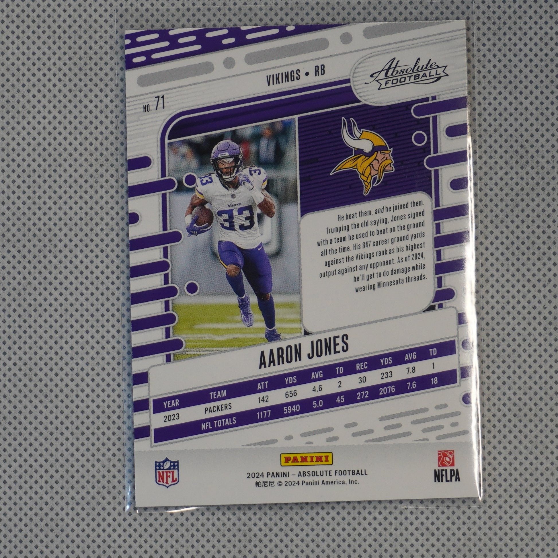 2024 Panini Absolute #71 Aaron Jones Red and Blue Minnesota Vikings