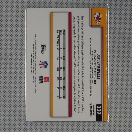 2025 Topps Chrome #337 Jalen Royals Kansas City Chiefs RC