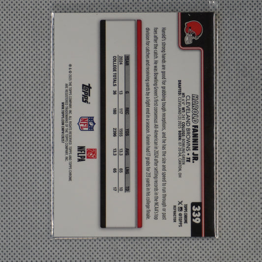 2025 Topps Chrome #339 Harold Fannin Jr. Refractor Cleveland Browns RC