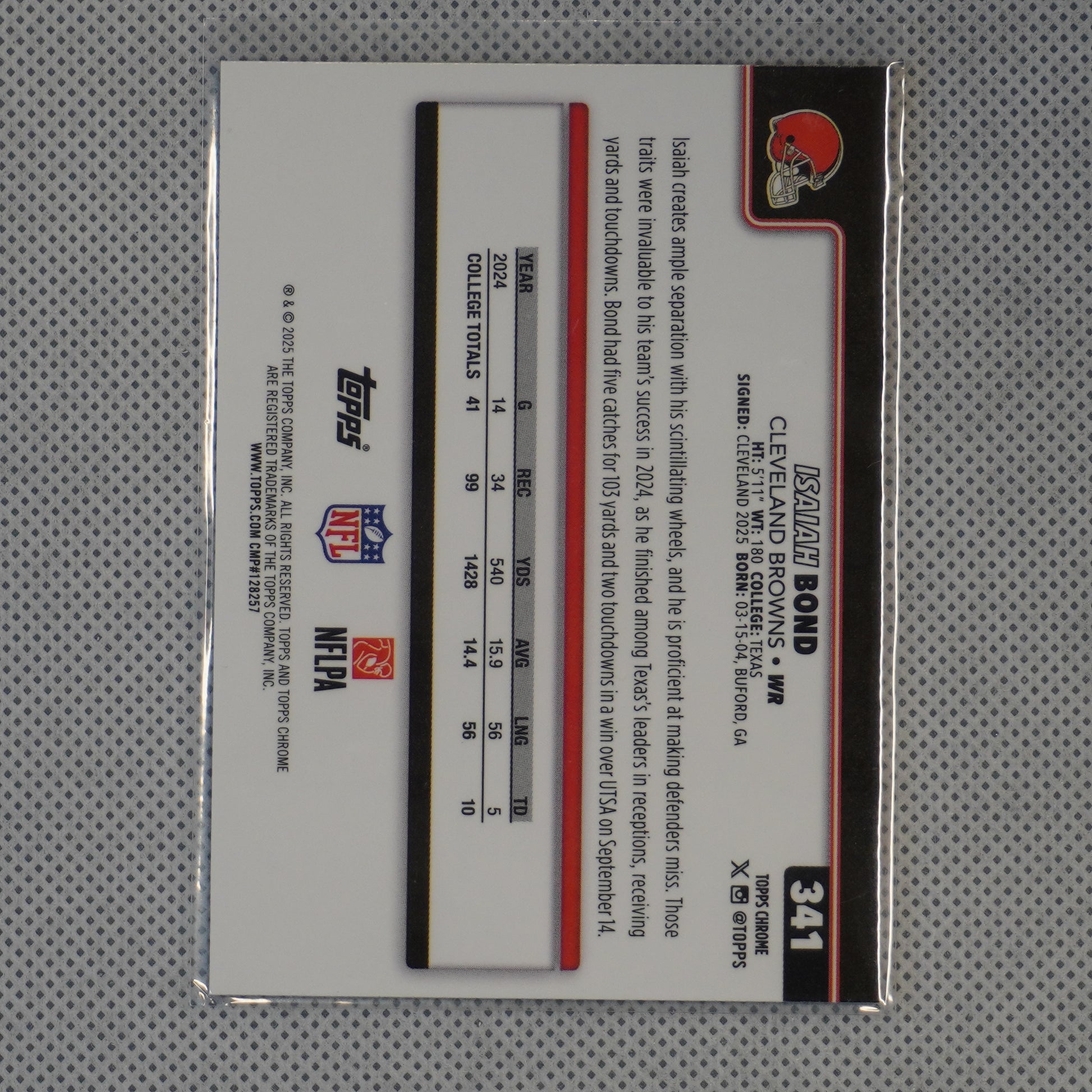 2025 Topps Chrome #341 Isaiah Bond Cleveland Browns RC