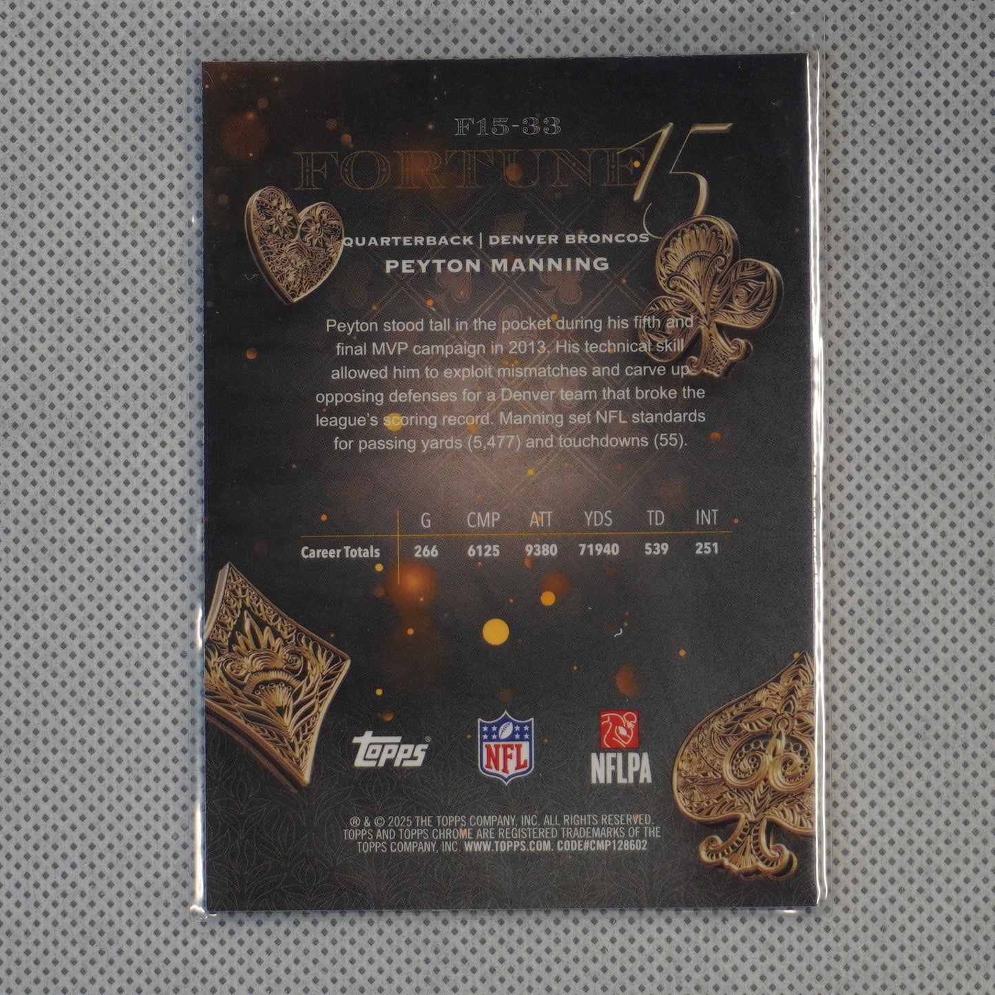 2025 Topps Chrome #F15-33 Peyton Manning Fortune 15 Denver Broncos