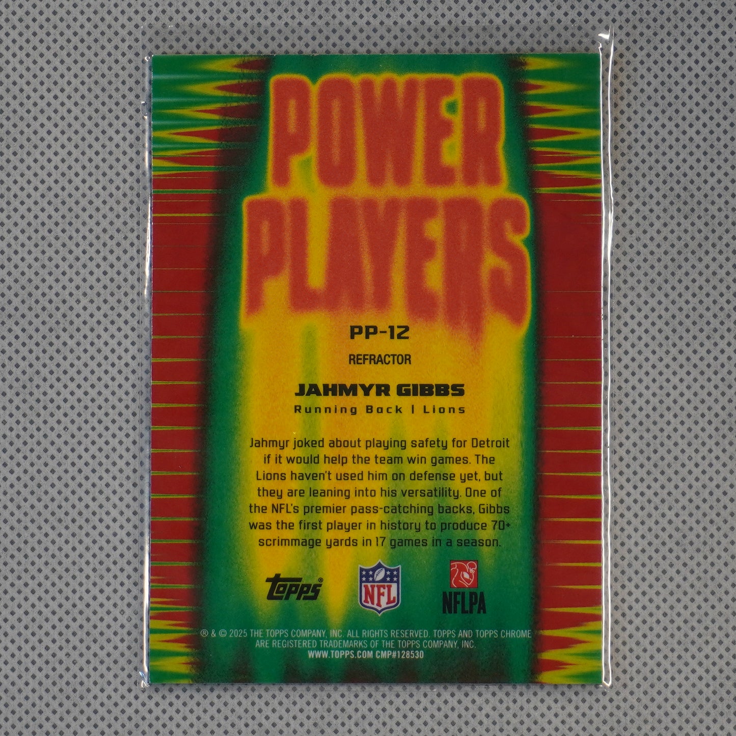 2025 Topps Chrome #PP-12 Jahmyr Gibbs Power Players Refractor Detroit Lions