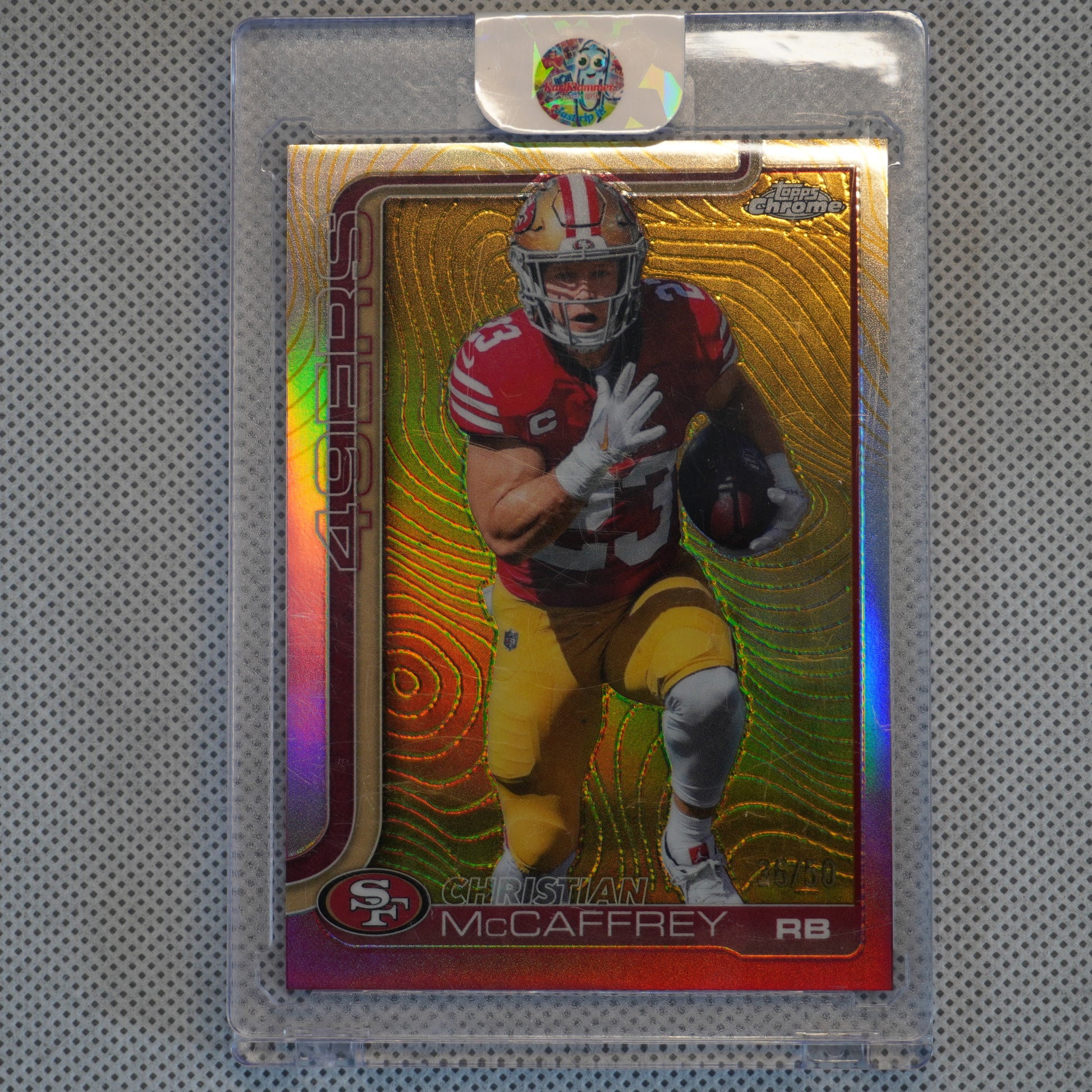 2025 Topps Chrome #263 Christian McCaffrey Gold Etch Refractor /50 San Francisco 49ers SN