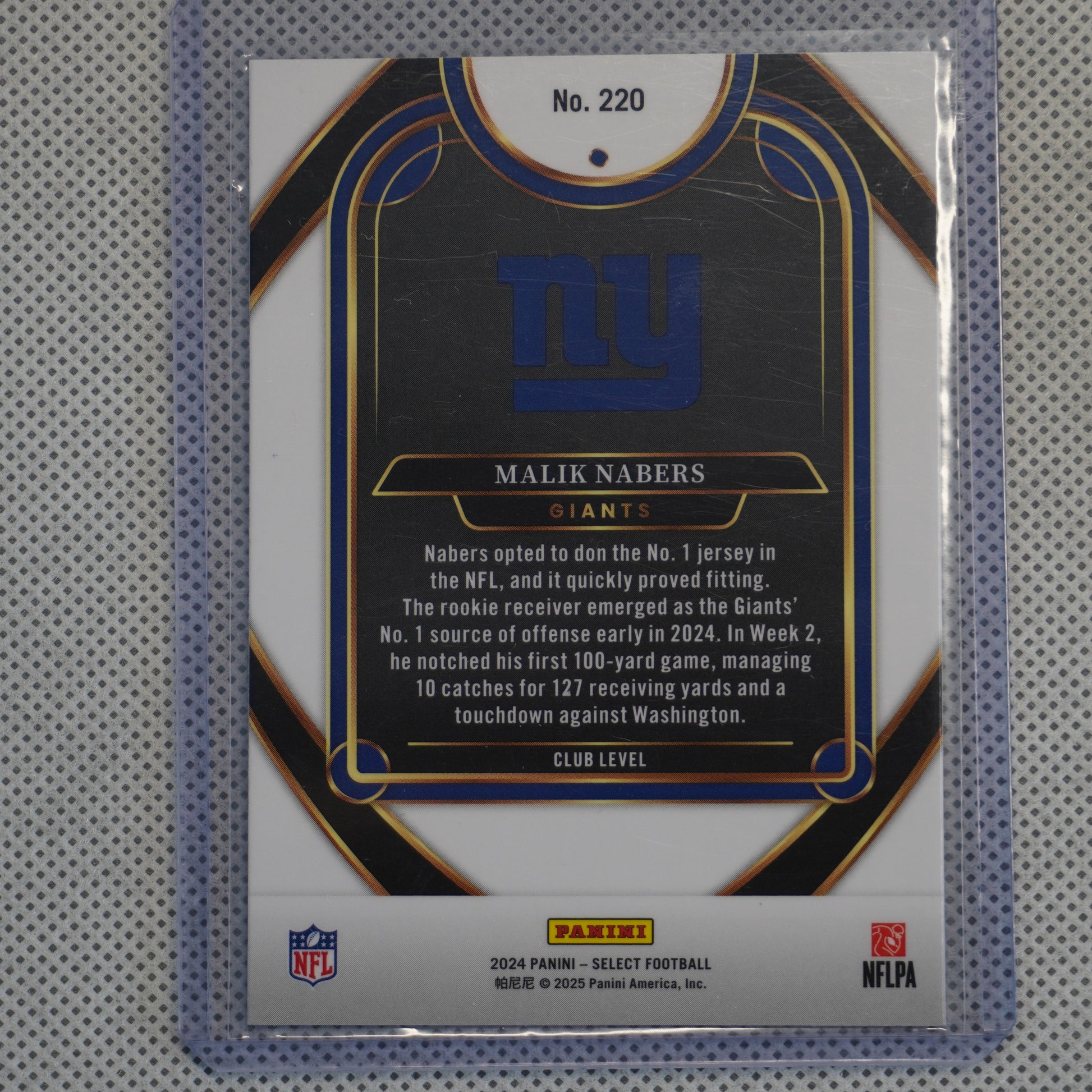 2024 Panini Select #220 Malik Nabers New York Giants RC