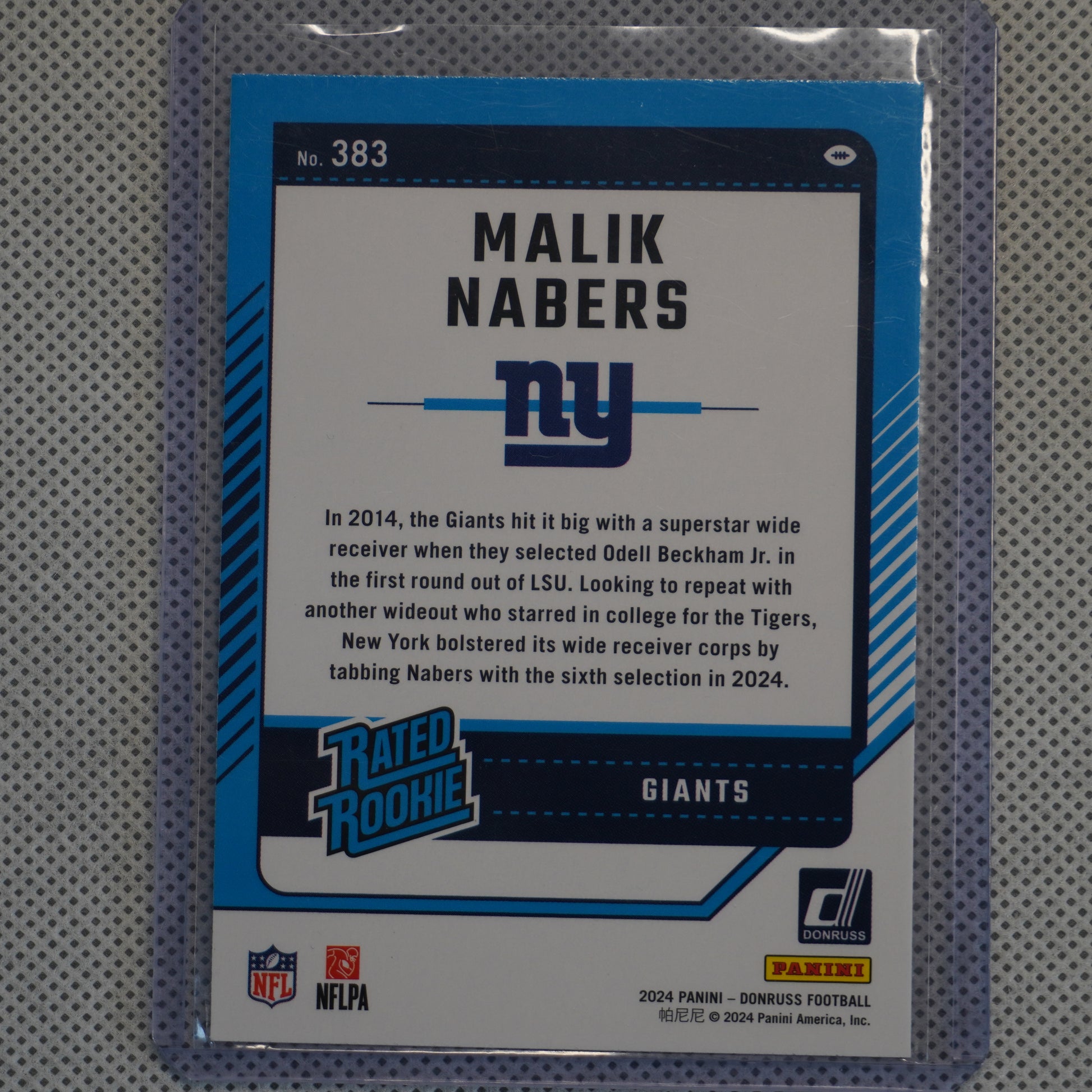 2024 Donruss #383 Malik Nabers New York Giants RC