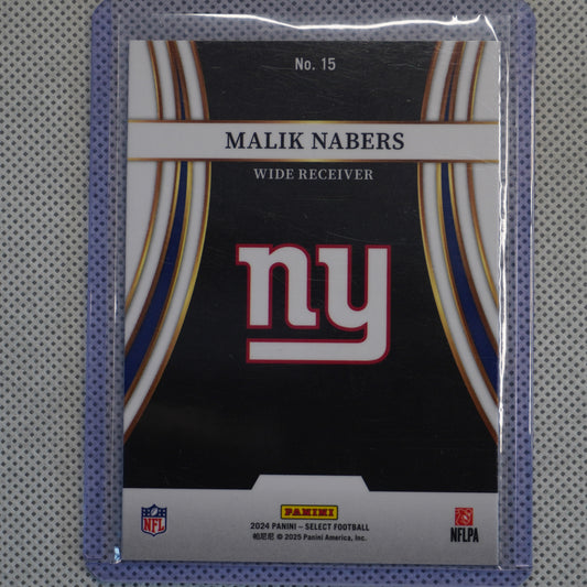 2024 Panini Select #15 Malik Nabers Turbocharged New York Giants