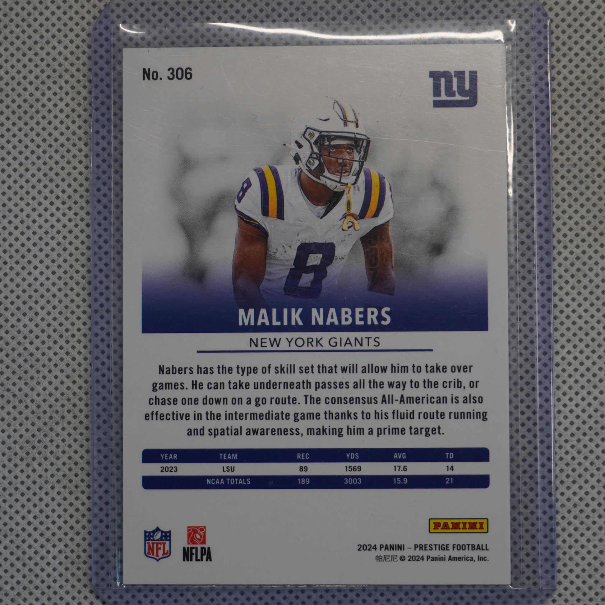 2024 Panini Prestige #306 Malik Nabers Blue Premium Xtra Points #/299 New York Giants SN,RC