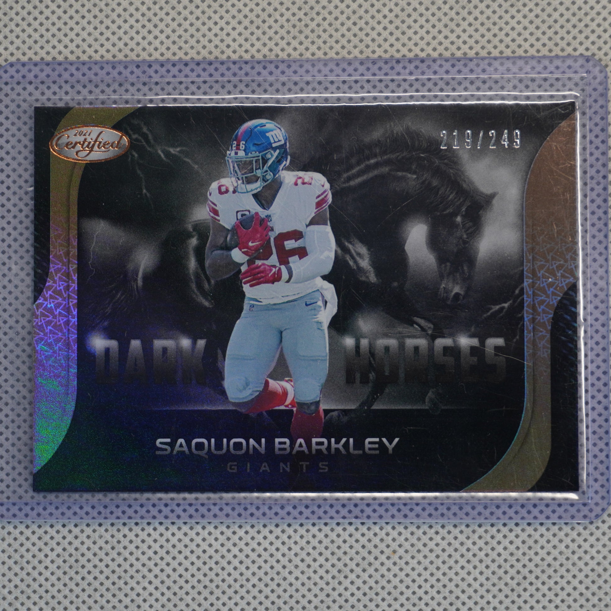 2021 Panini Certified #DH-9 Saquon Barkley Dark Horses Mirror Bronze #/249 New York Giants SN