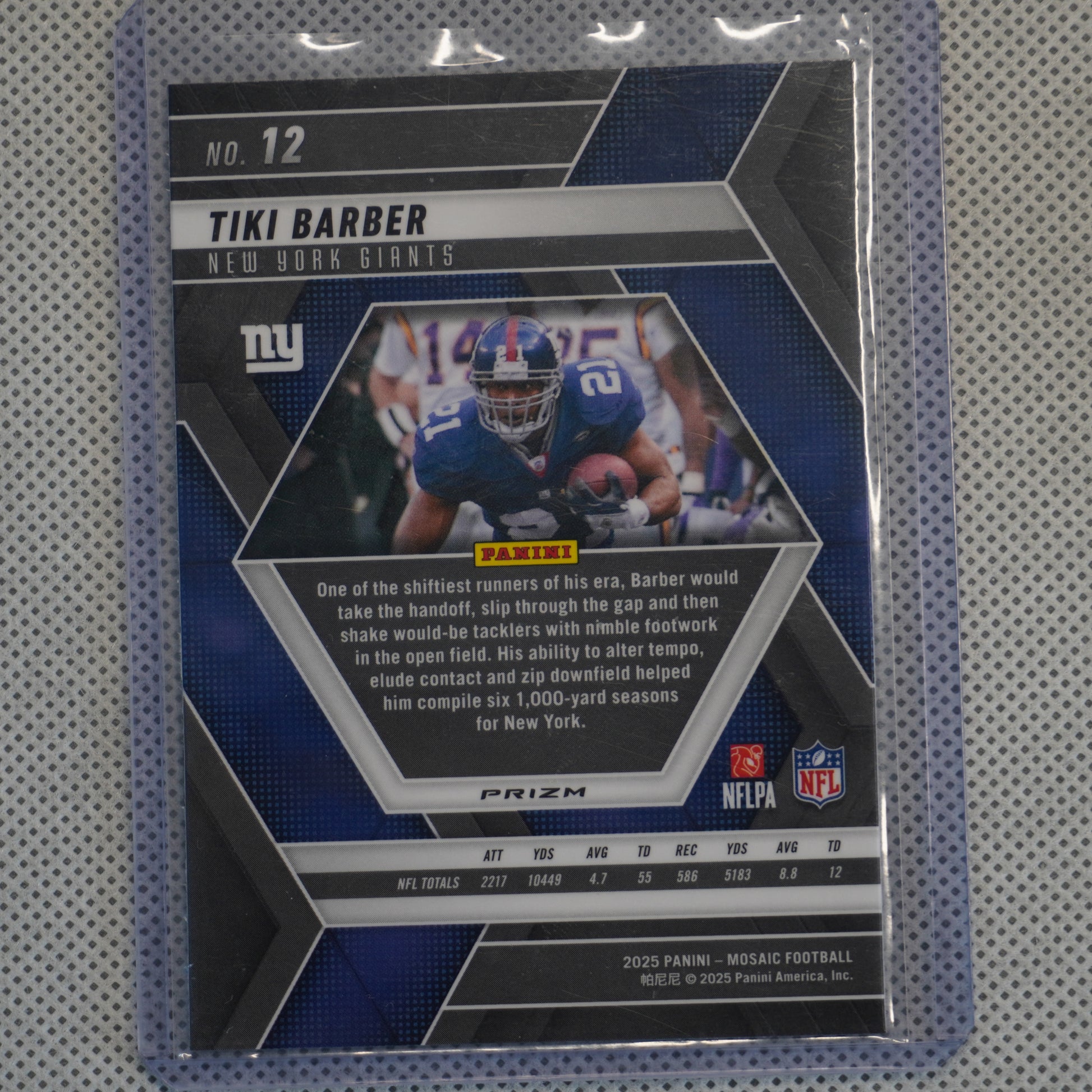 2025 Panini Mosaic #12 Tiki Barber Mosaic Camo Pink New York Giants