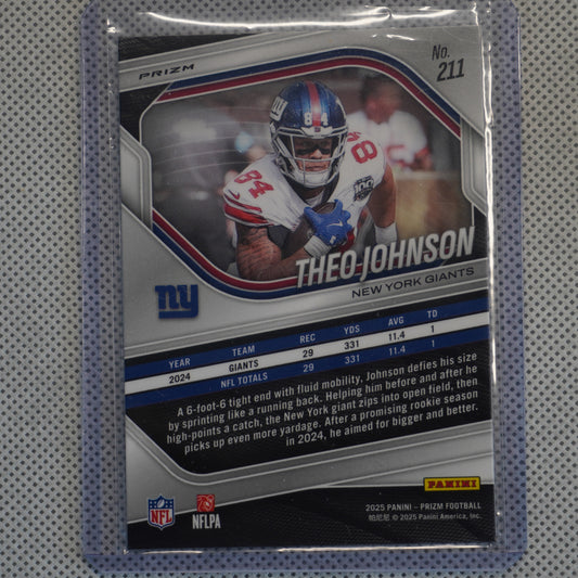 2025 Panini Prizm #211 Theo Johnson Silver New York Giants