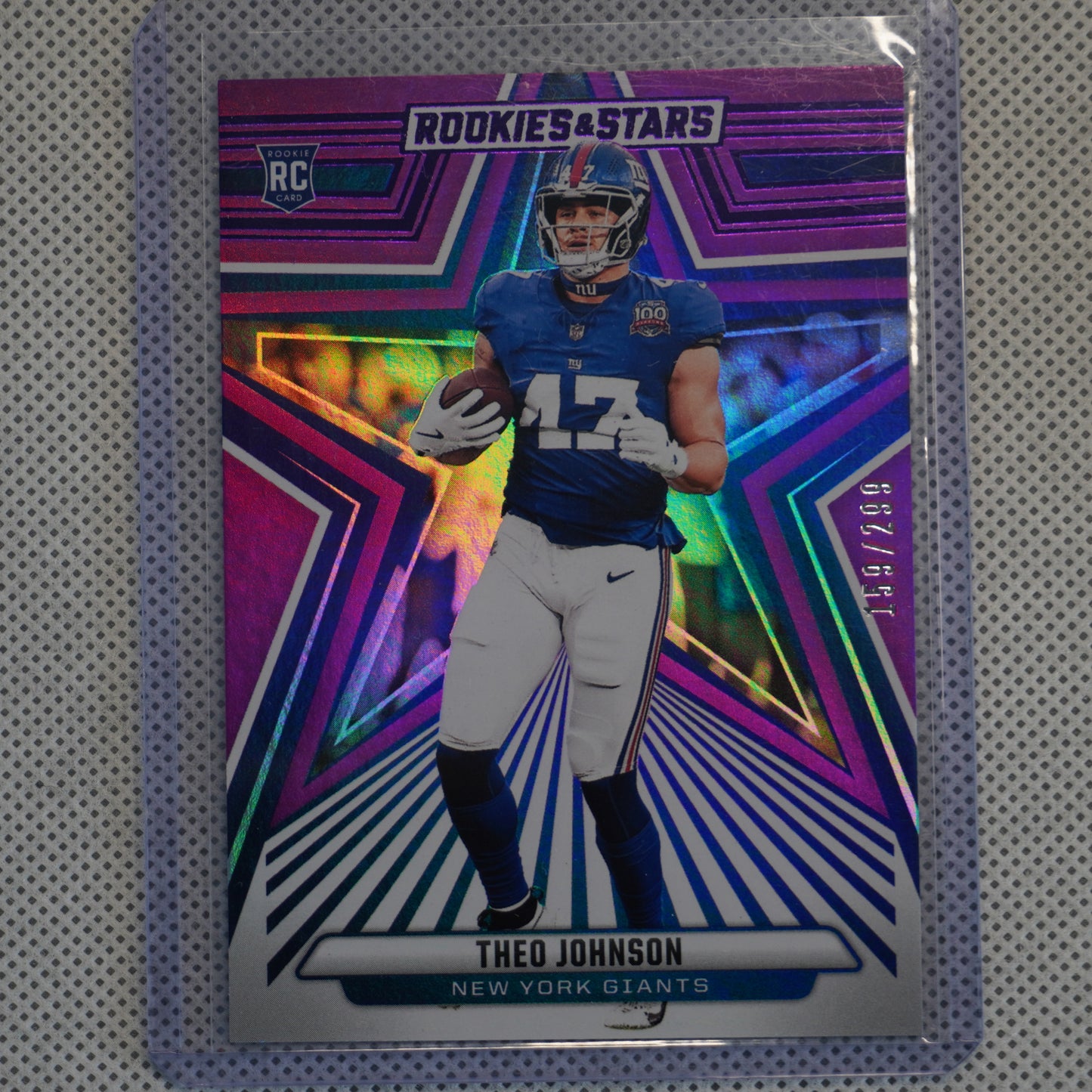 2024 Panini Rookies & Stars #191 Theo Johnson Purple #/299 New York Giants SN