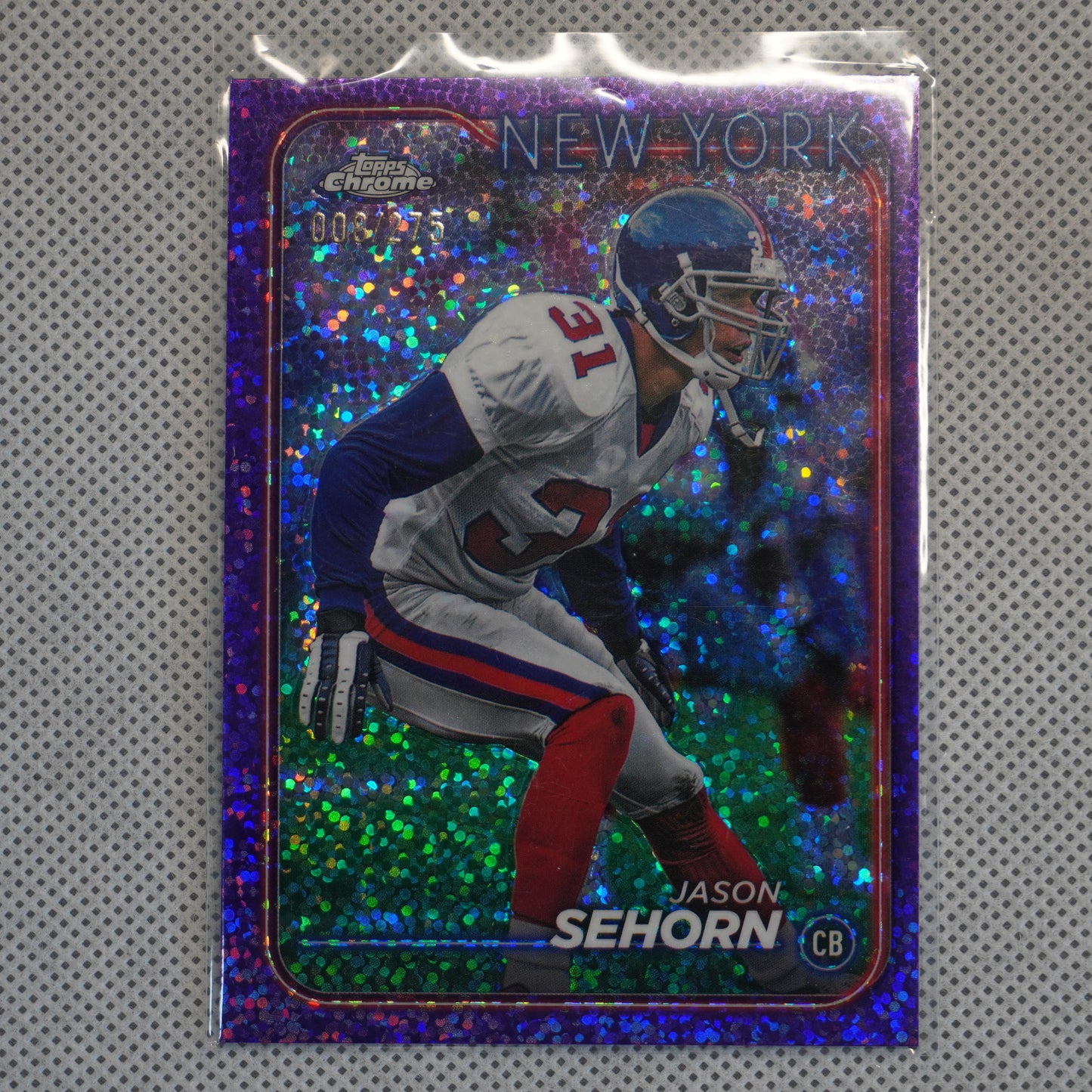 2024 Topps Chrome #141 Jason Sehorn Purple Refractor #/275 New York Giants SN