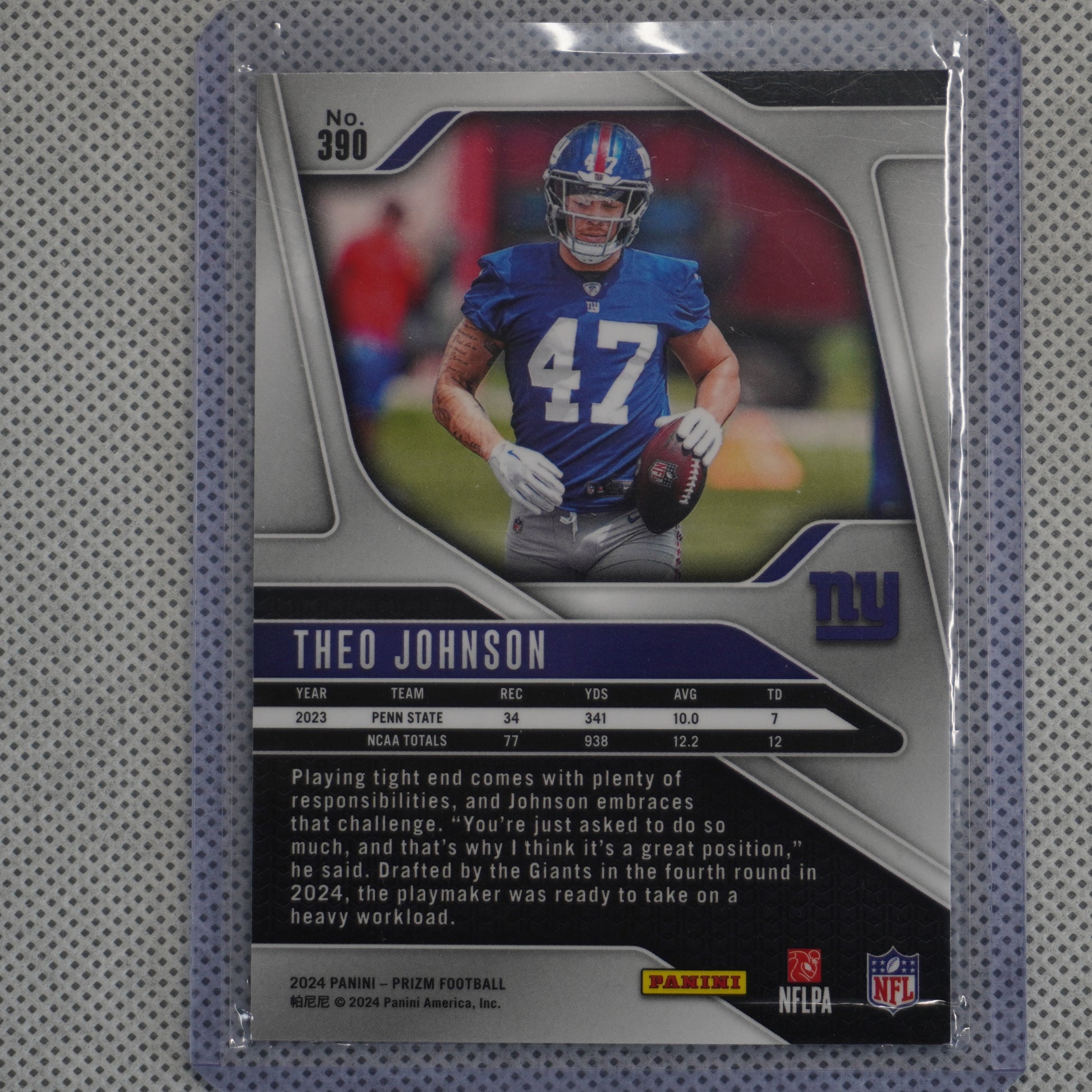 2024 Panini Prizm #390 Theo Johnson New York Giants RC