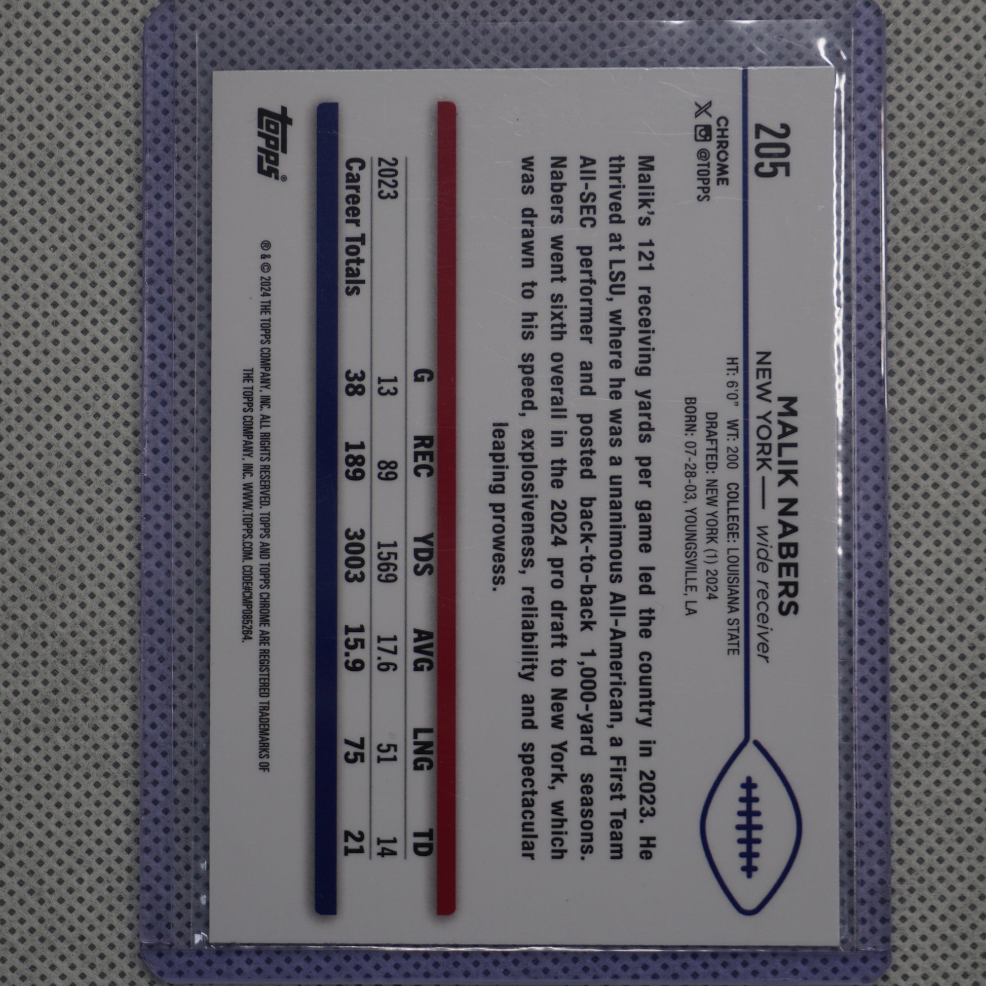 2024 Topps Chrome #205 Malik Nabers New York Giants RC