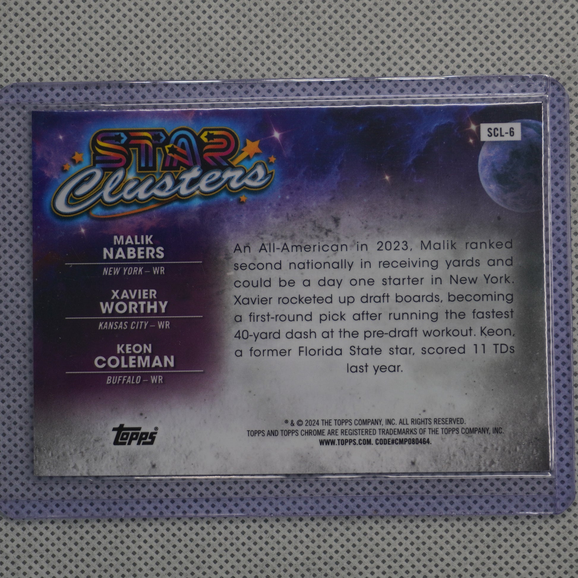 2024 Topps Chrome Cosmic #SCL-6 Keon Coleman / Malik Nabers / Xavier Worthy Star Clusters