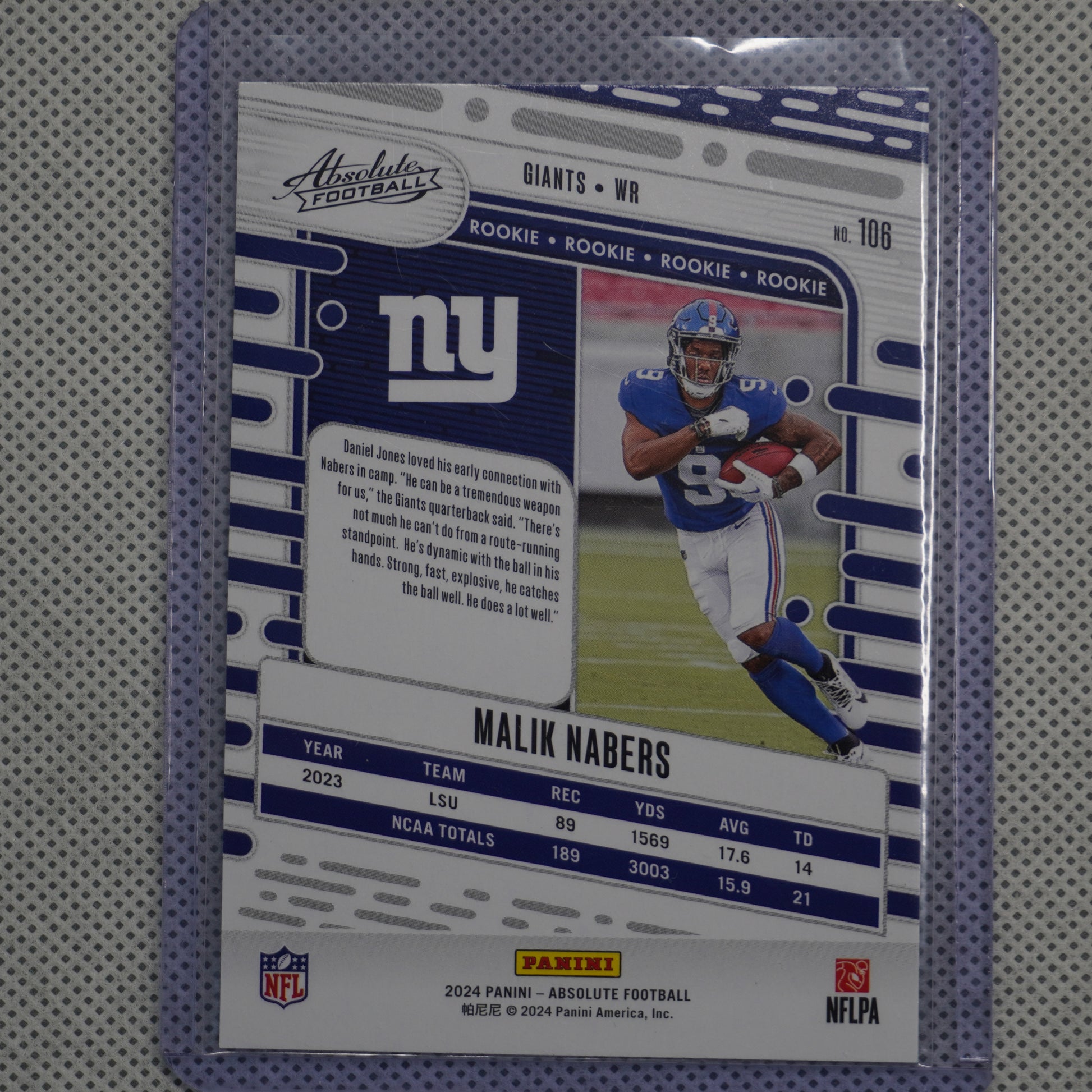 2024 Panini Absolute #106 Malik Nabers Blue New York Giants