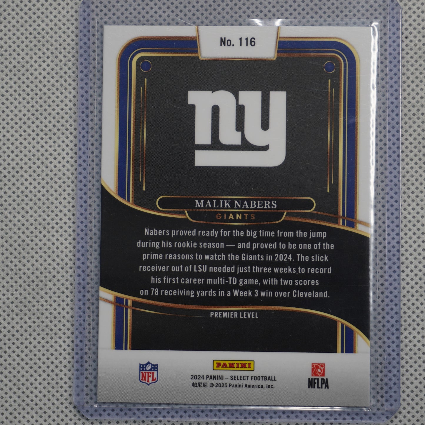 2024 Panini Select #116 Malik Nabers New York Giants RC