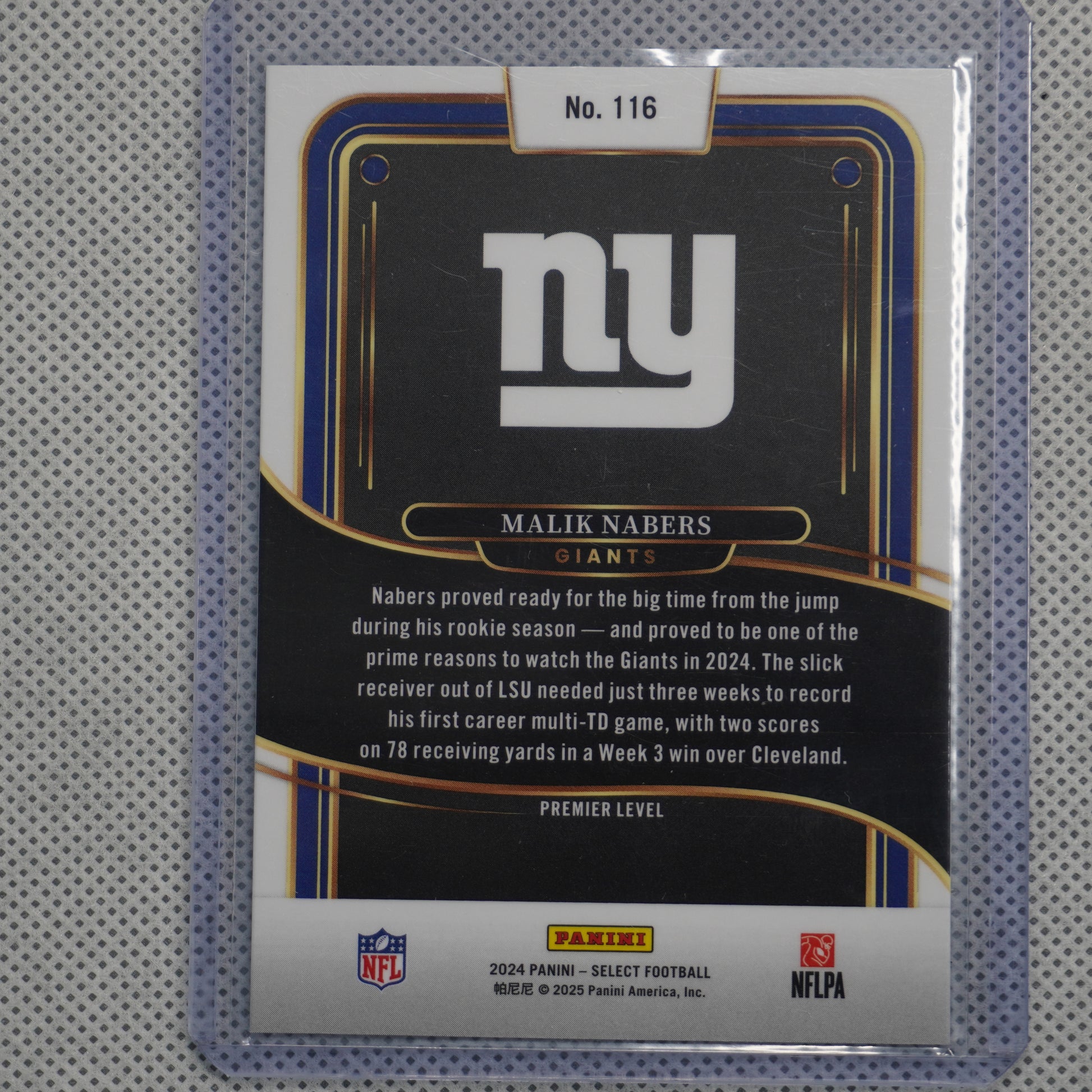 2024 Panini Select #116 Malik Nabers New York Giants RC