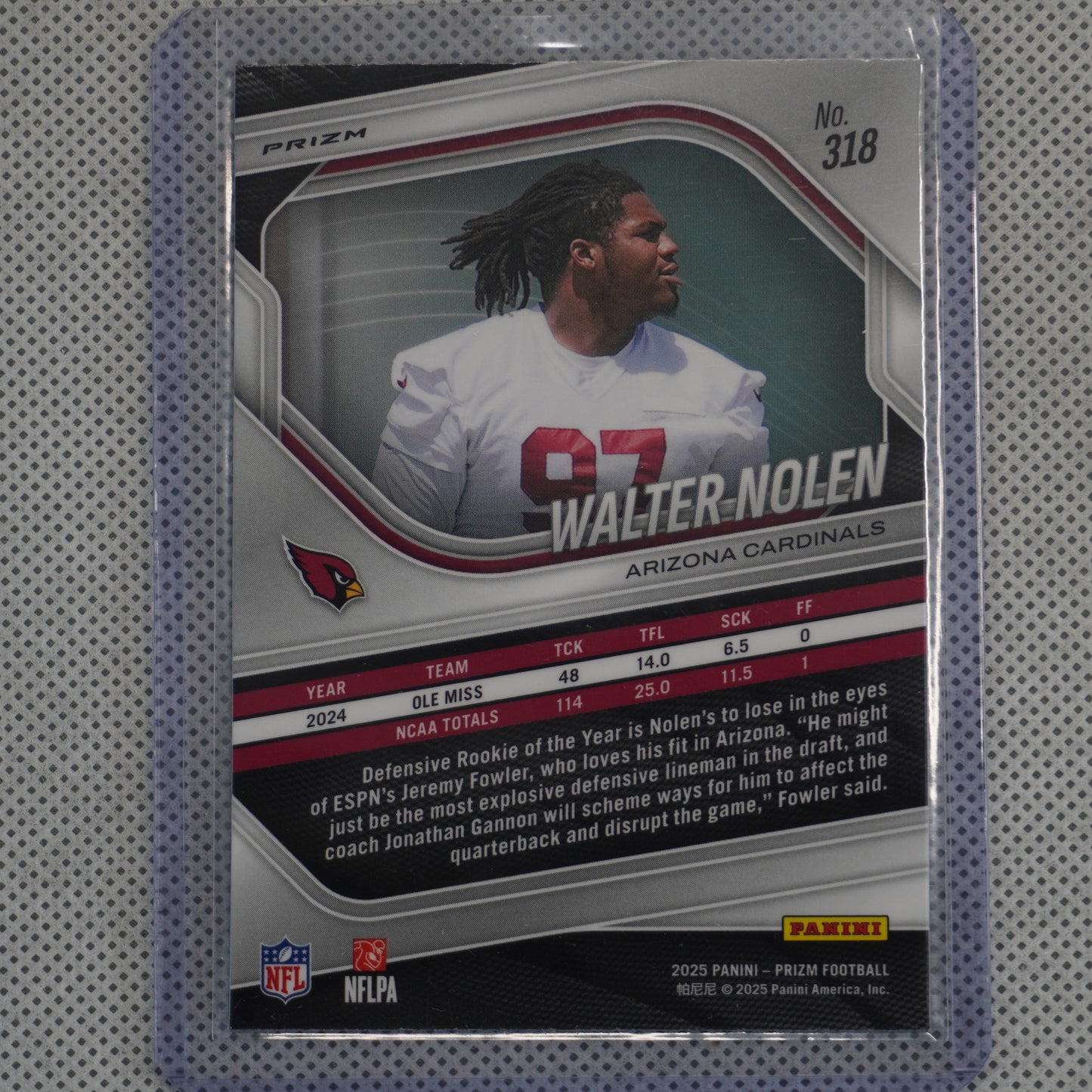 2025 Panini Prizm #318 Walter Nolen Neon Green Pulsar Arizona Cardinals