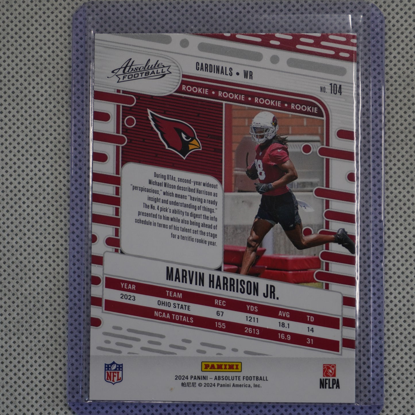 2024 Panini Absolute #104 Marvin Harrison Jr. Retail Arizona Cardinals RC
