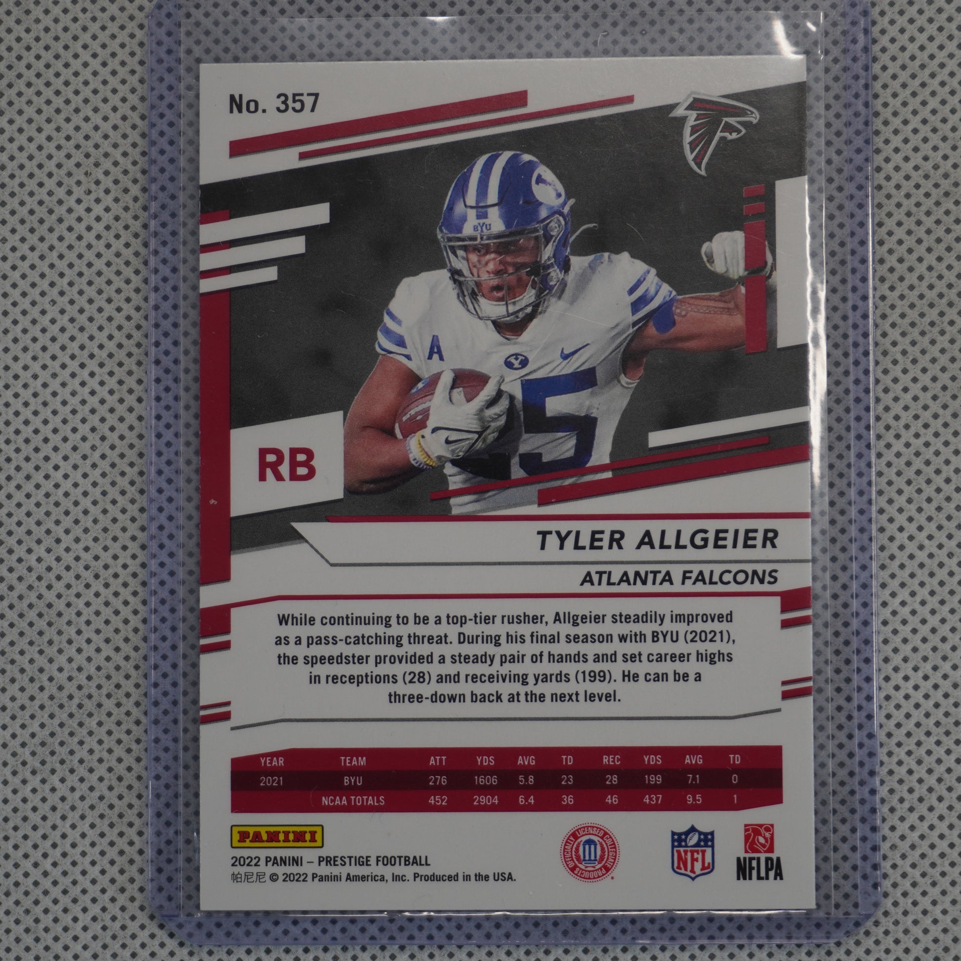 2022 Panini Prestige - Xtra Points Astral #357 Tyler Allgeier Atlanta Falcons RC