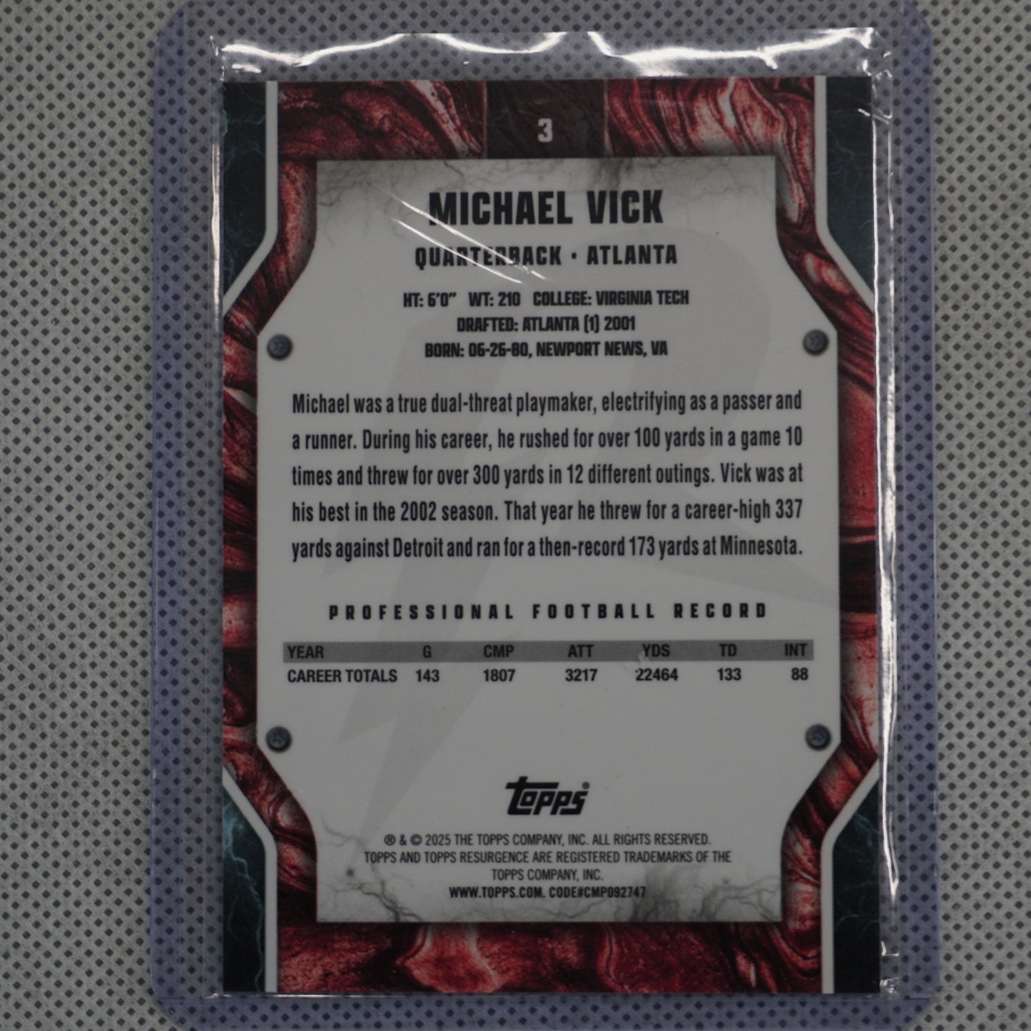 2024 Topps Resurgence #3 Michael Vick Blue & Orange Spark Atlanta Falcons