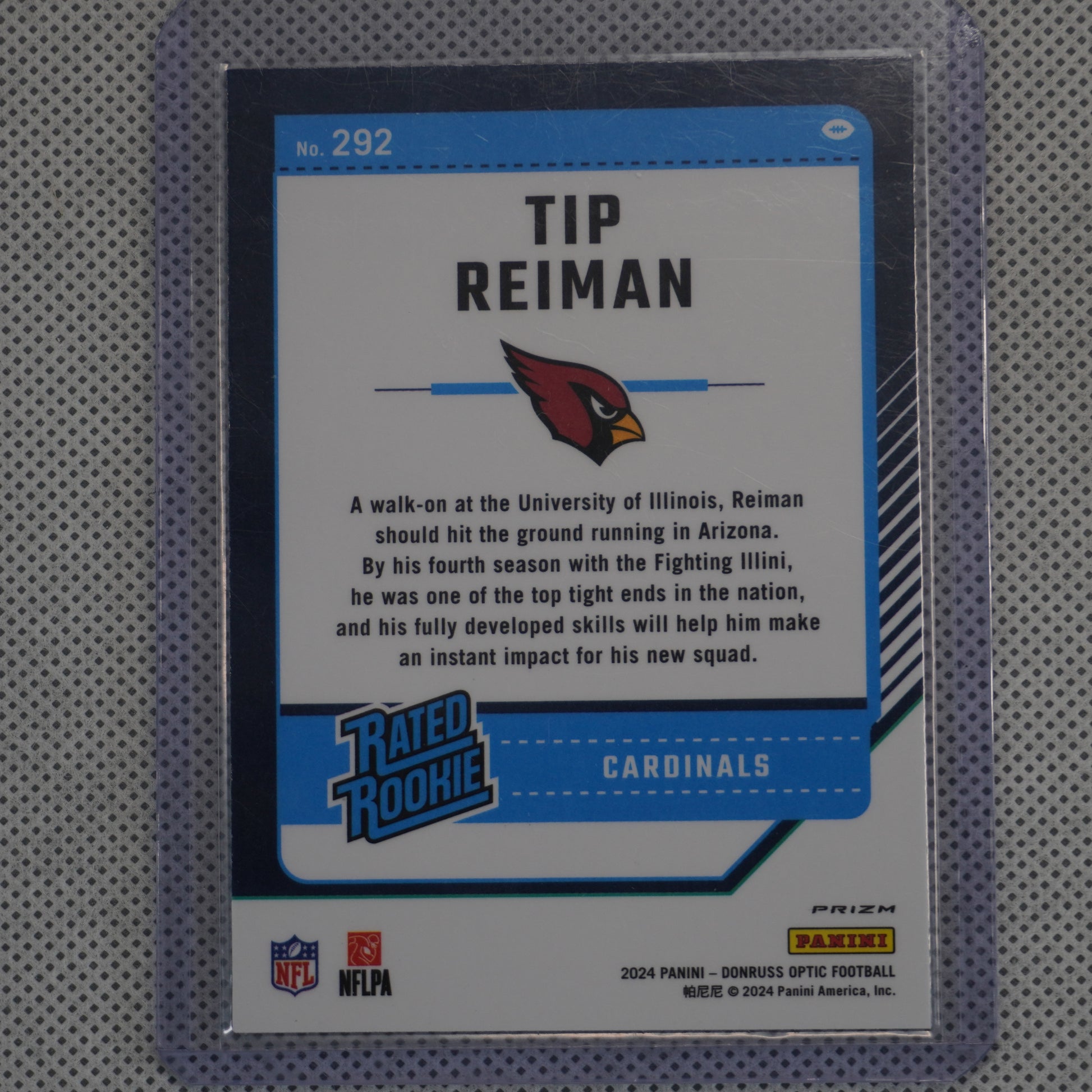2024 Donruss Optic #292 Tip Reiman Teal Velocity Arizona Cardinals