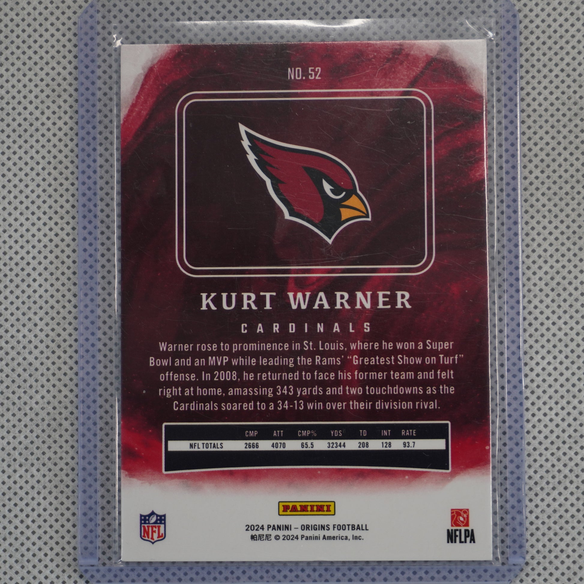 2024 Panini Origins #52 Kurt Warner Arizona Cardinals