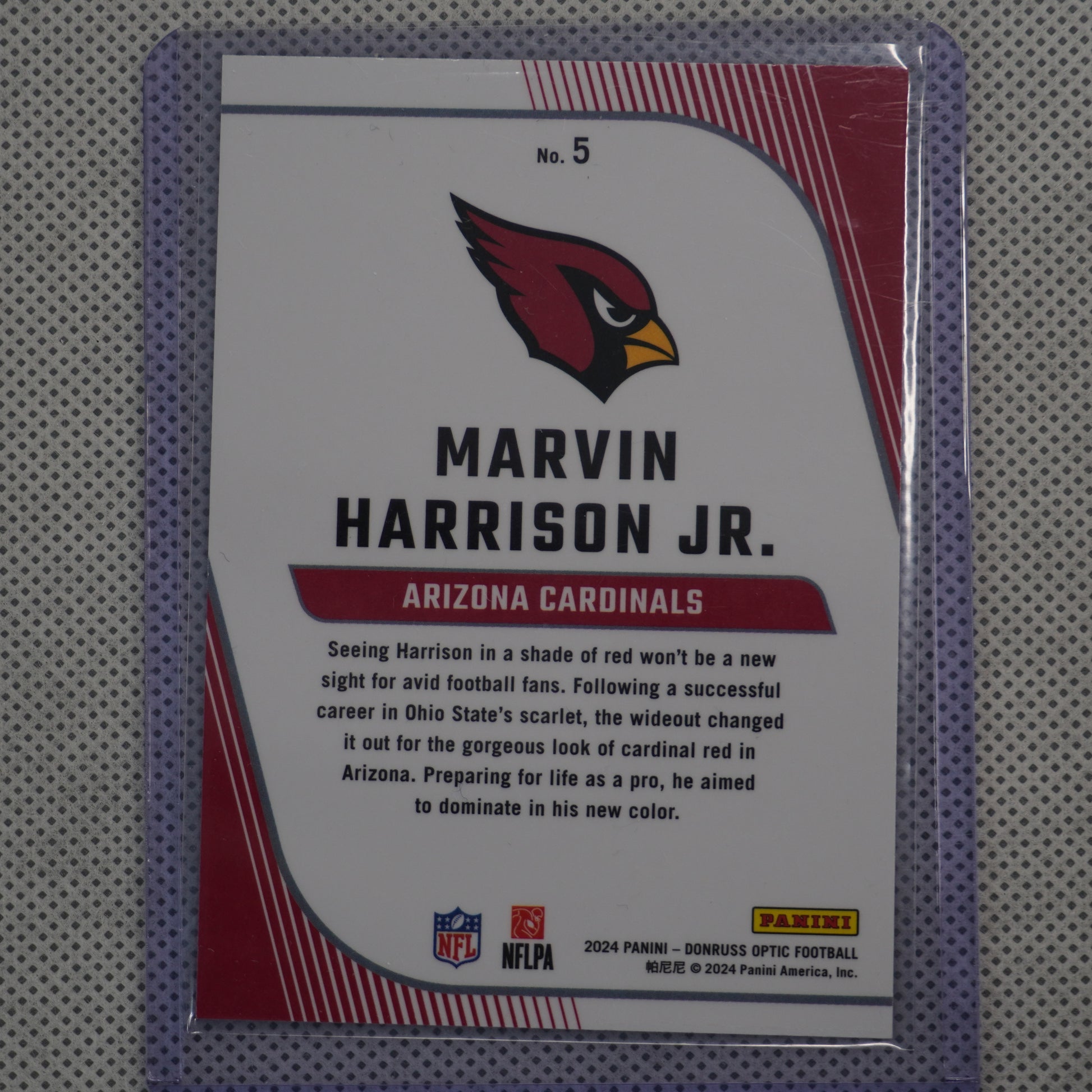 2024 Donruss Optic #5 Marvin Harrison Jr. Rookie Primary Colors Arizona Cardinals
